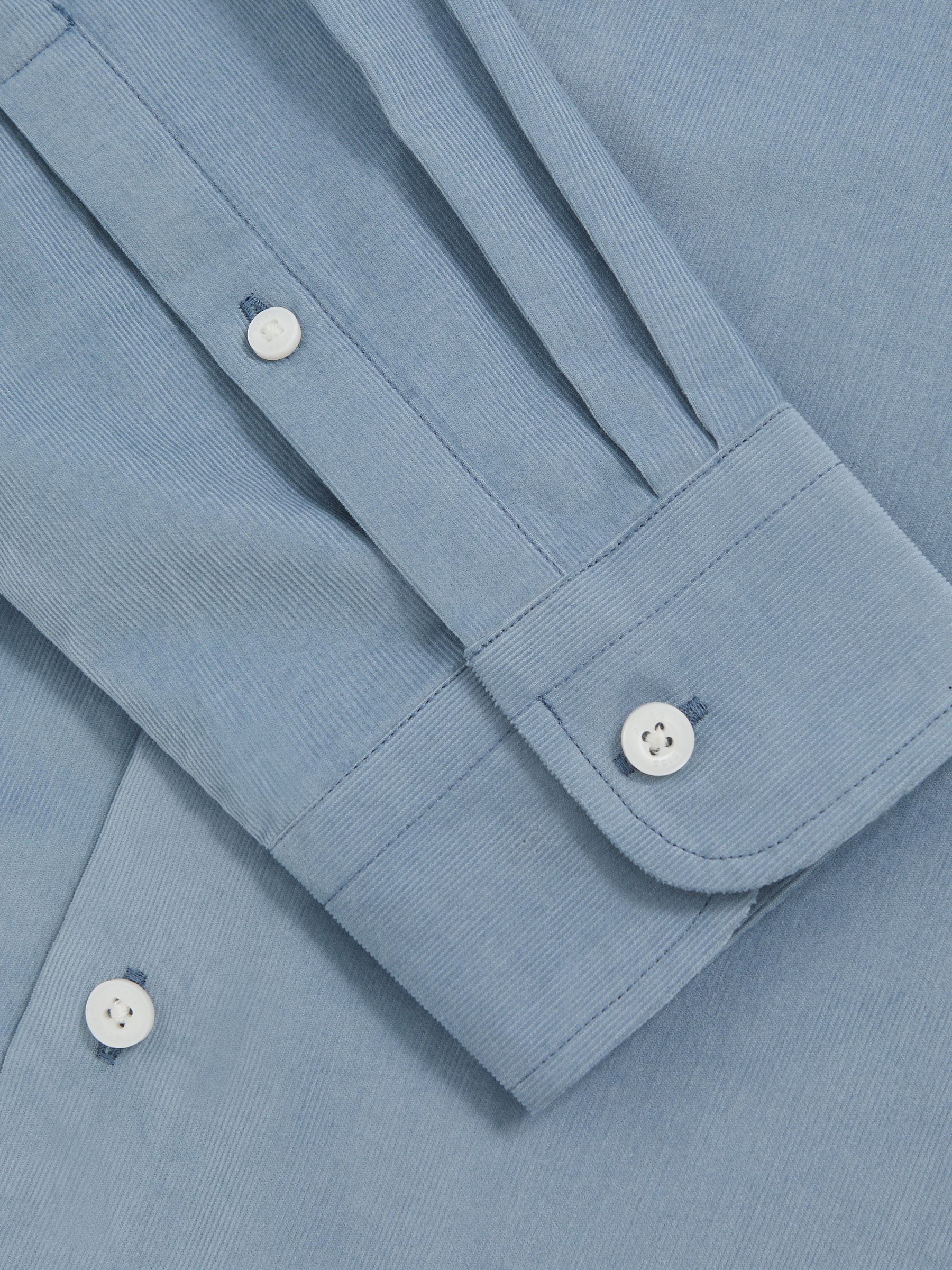 Cotton Corduroy Cutaway-Collar Shirt in Airforce Blue - image 3