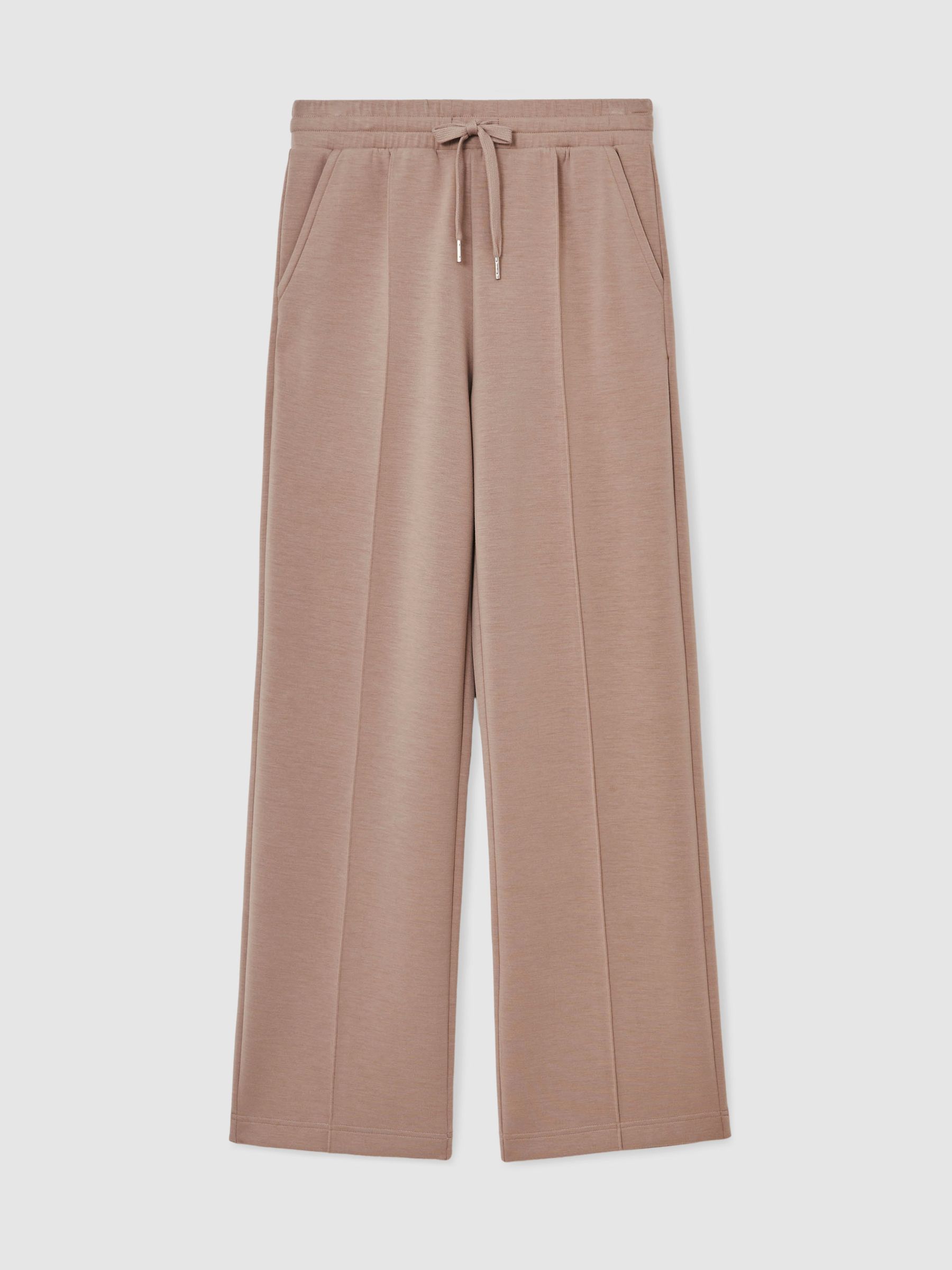 Petite Premium Interlock Wide-Leg Joggers in Taupe Neutral - Image 2 of 7