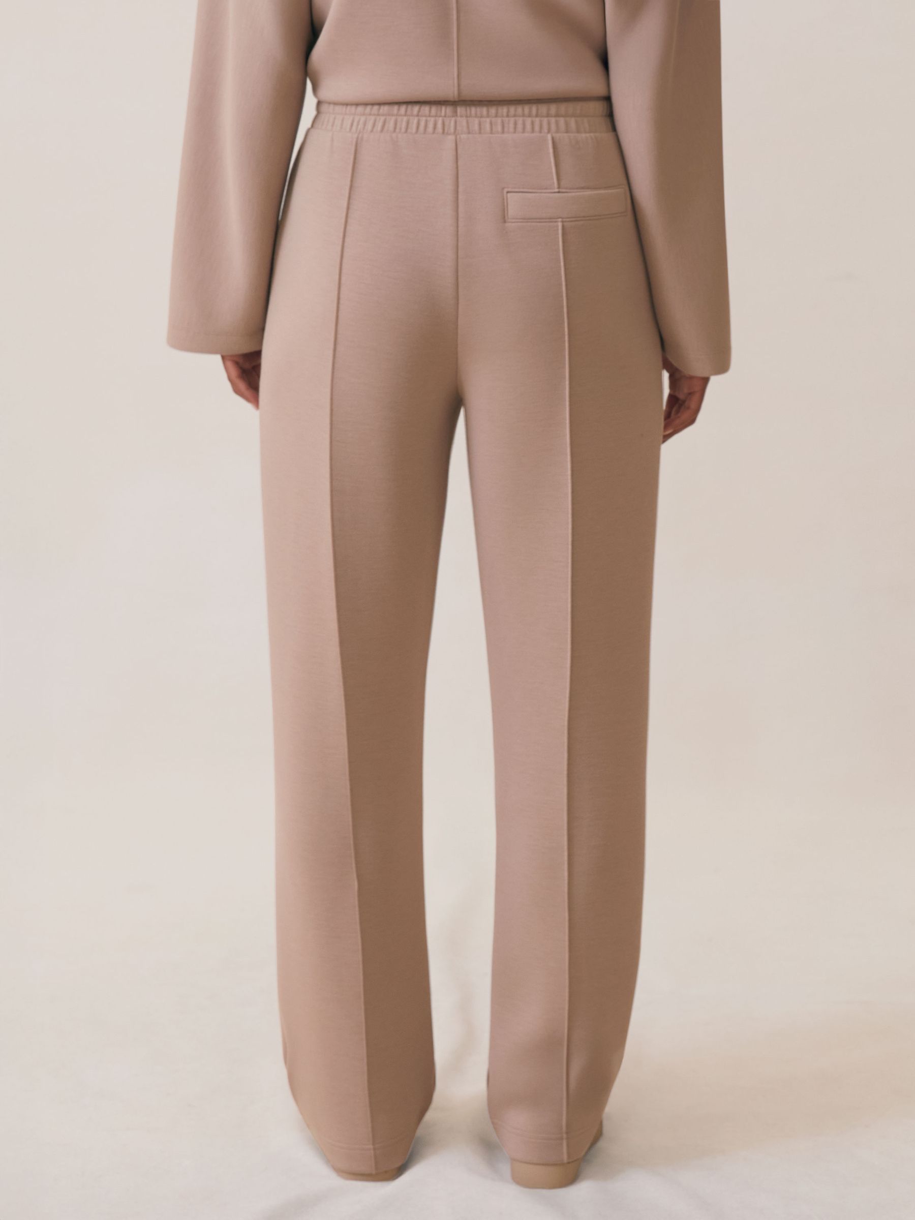 Petite Premium Interlock Wide-Leg Joggers in Taupe Neutral - Image 5 of 7