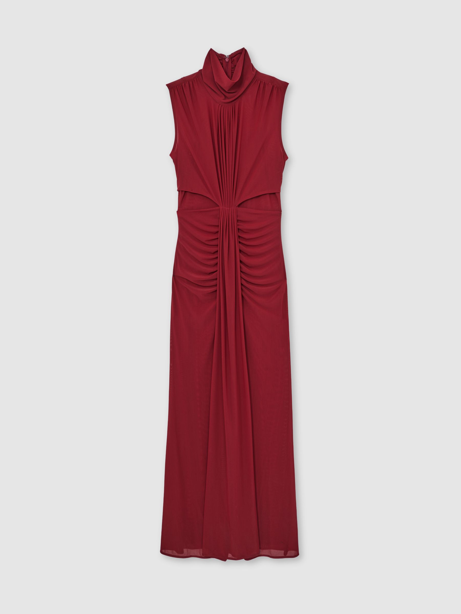 Ruched Sleeveless Maxi Dress in Dark Red - Image 2 of 7