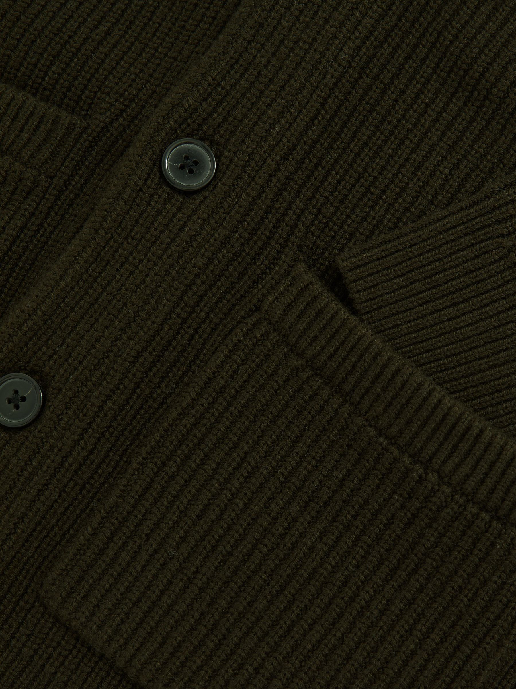 Shawl-Collar Cardigan With Wool in Dark Olive Green - image 3