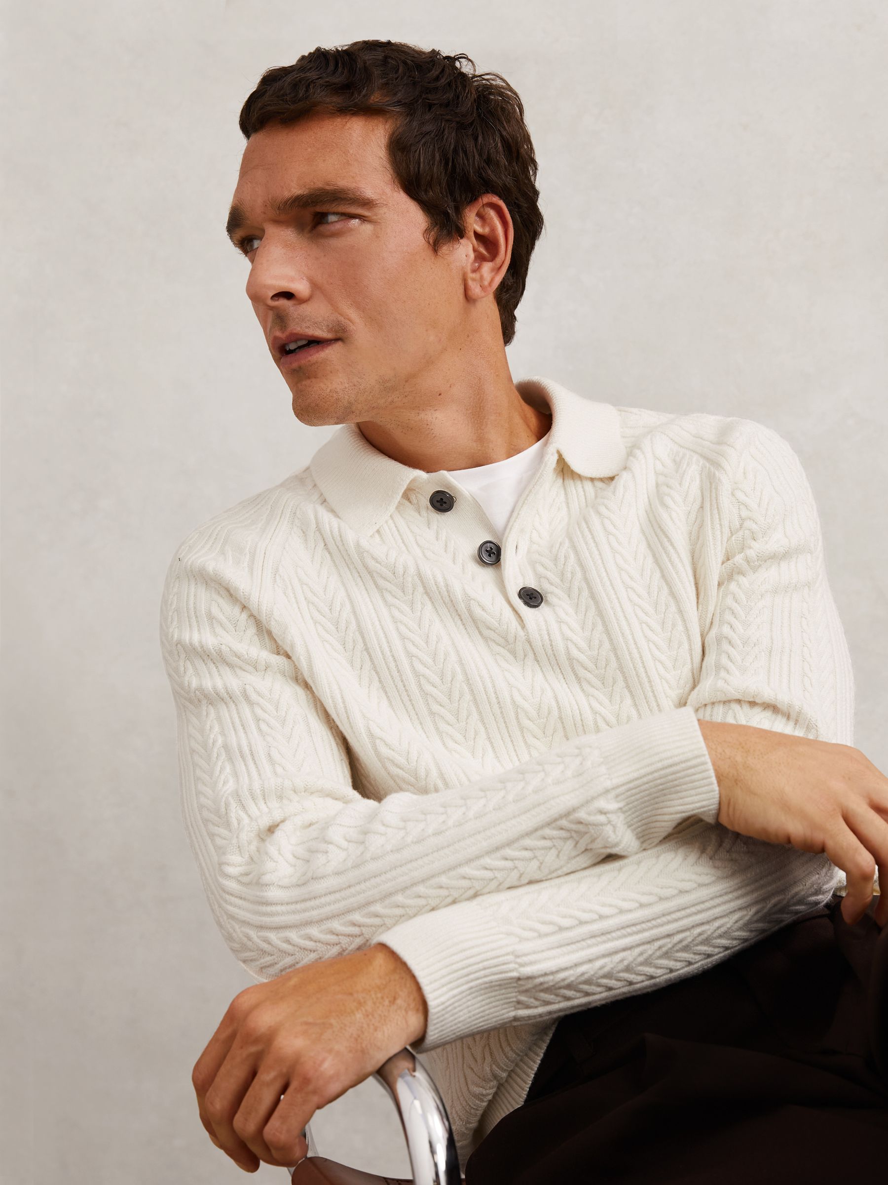 Cable-Knit Jumper With Wool in Winter White - image 4