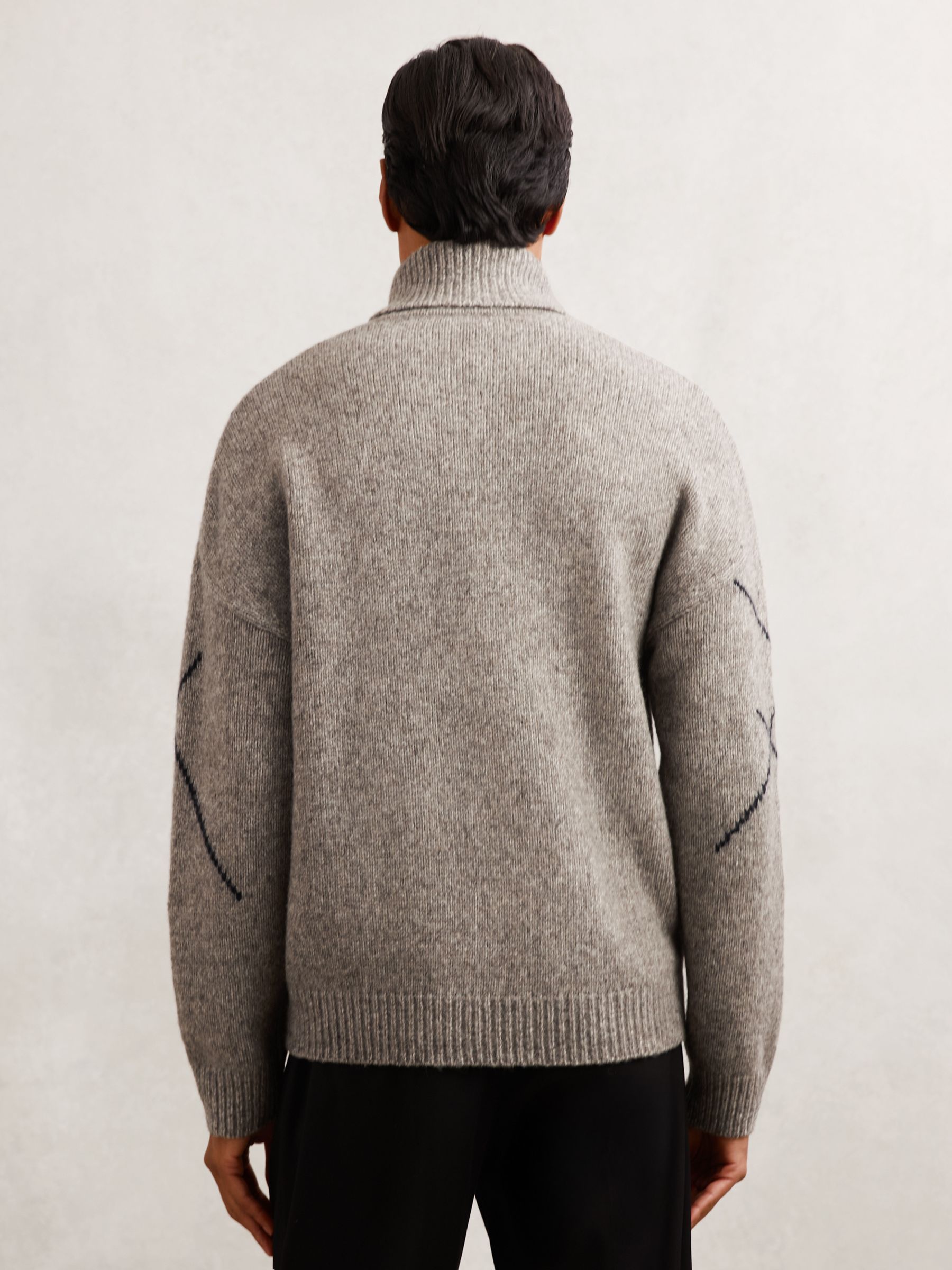 Wool-Blend Roll-Neck Argyle Jumper in Mid Brown - image 5