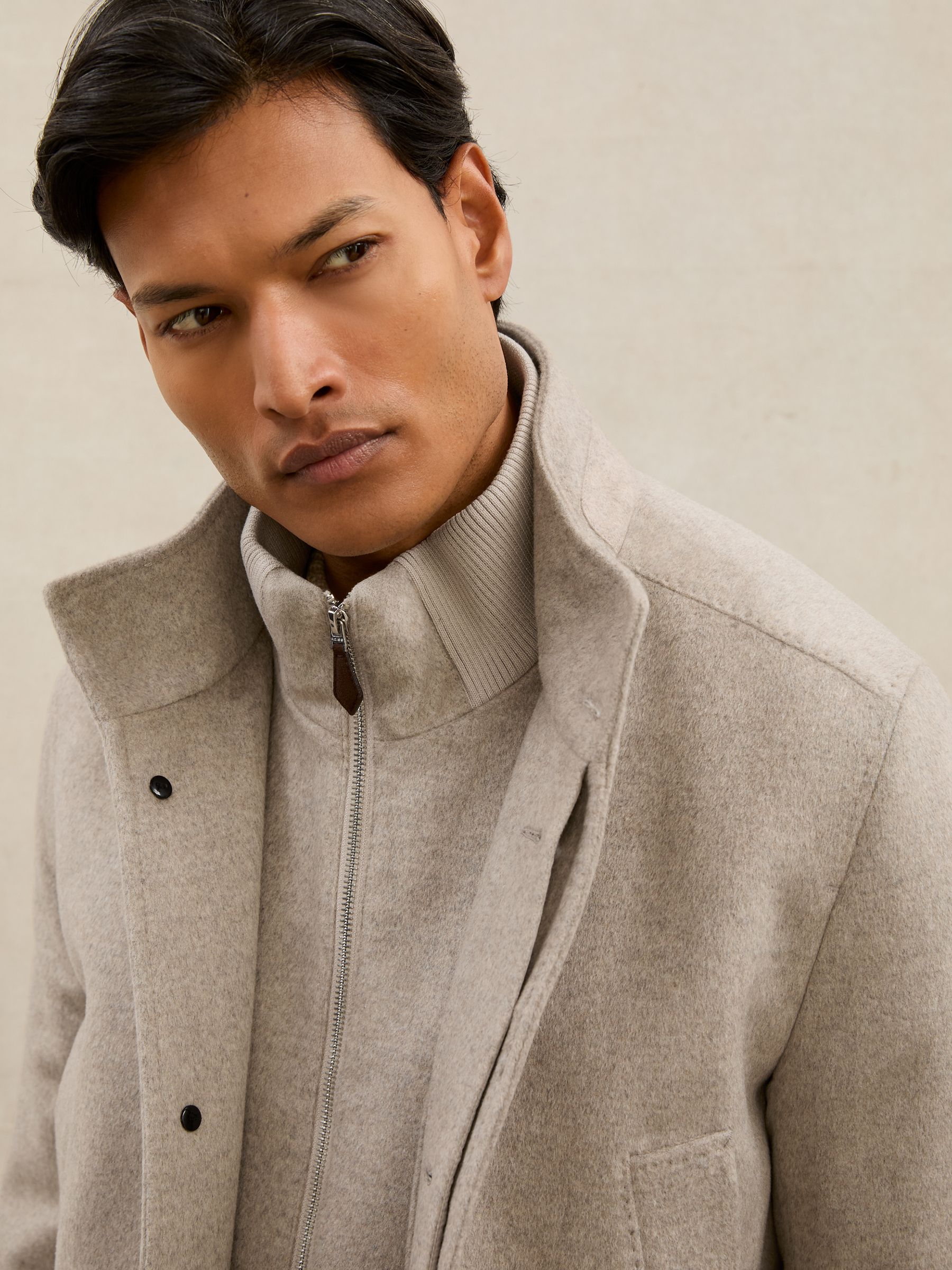 Atelier 100% Cashmere Hybrid Overcoat with Removable Gilet in Natural - Image 4 of 7