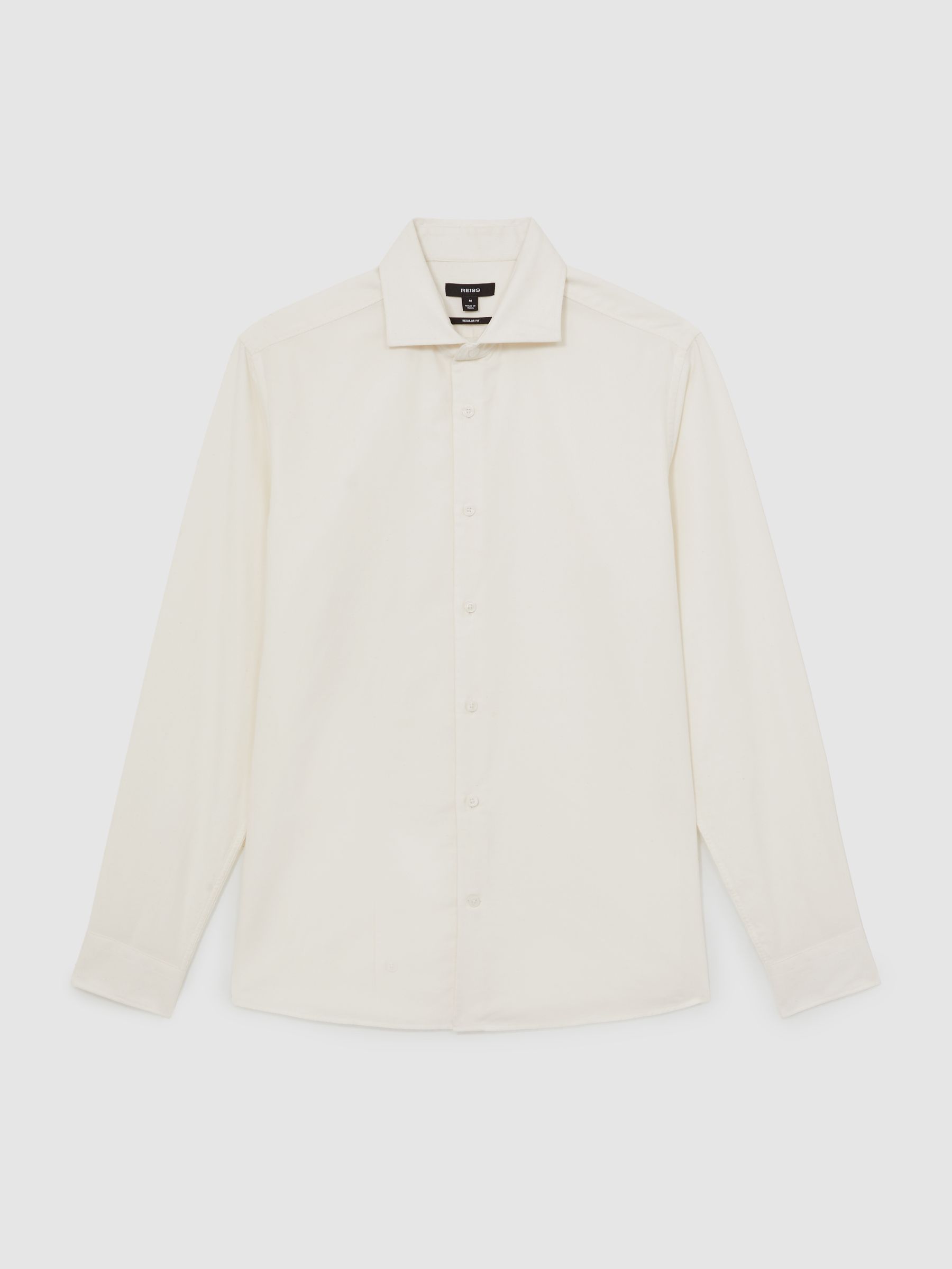 Cotton Corduroy Cutaway-Collar Shirt in White - image 1