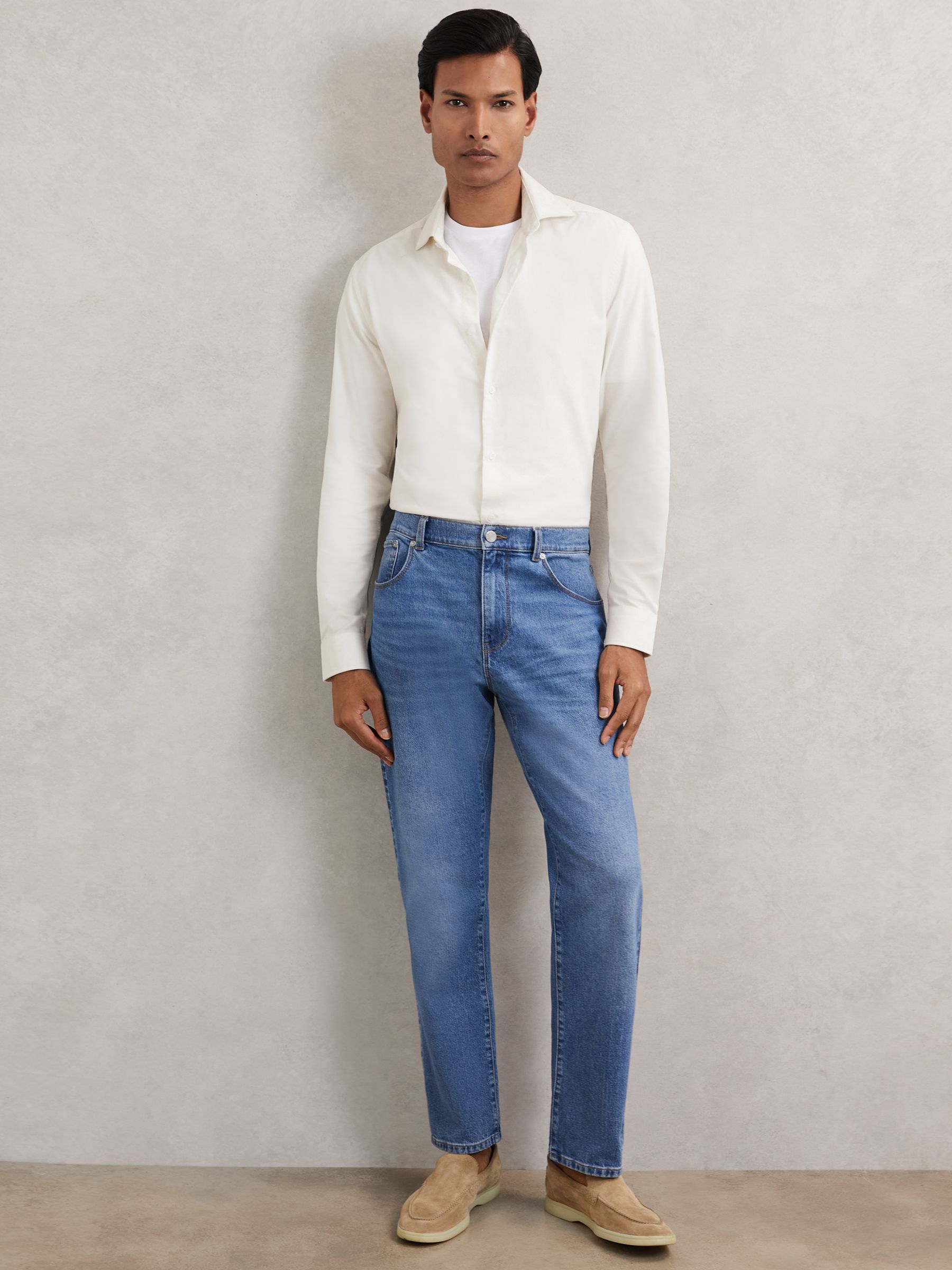 Cotton Corduroy Cutaway-Collar Shirt in White - Image 4 of 6