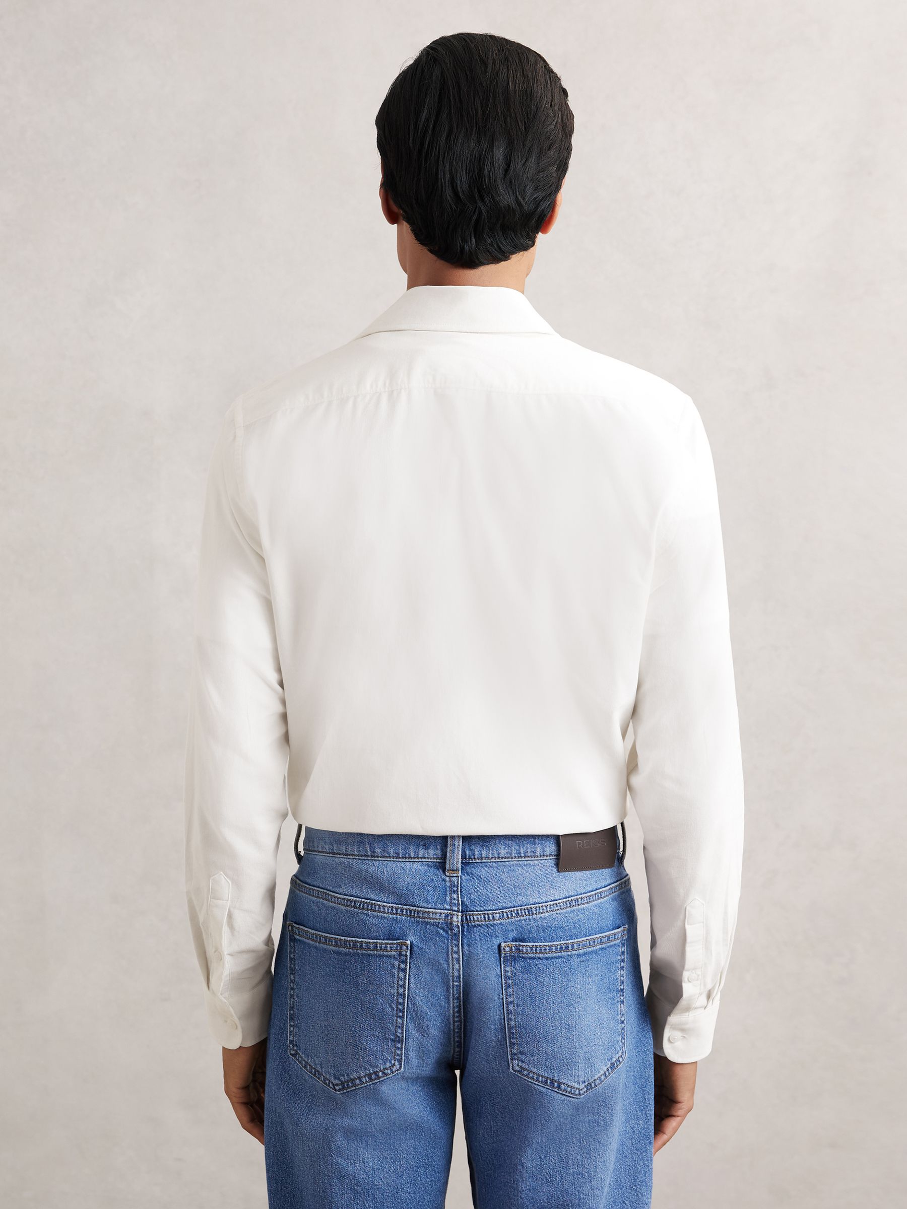 Cotton Corduroy Cutaway-Collar Shirt in White - Image 5 of 6