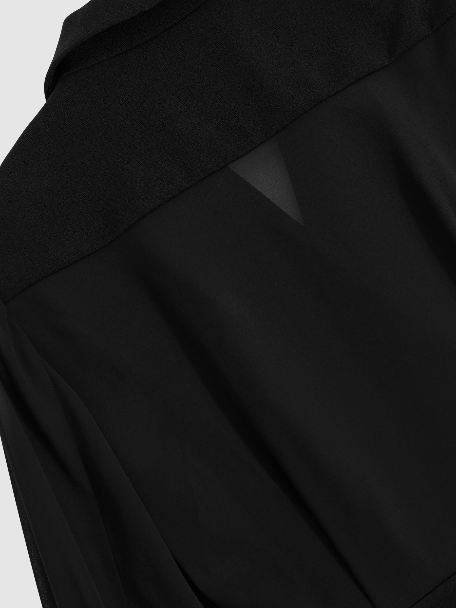 Sheer-Sleeve Tuxedo Jumpsuit in Black - Image 6 of 6