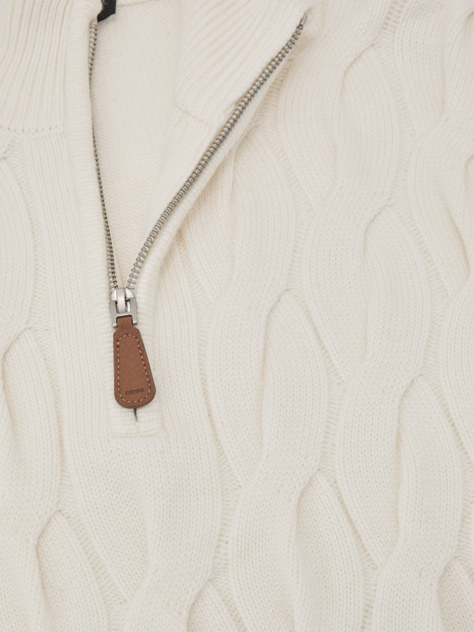 Half-Zip Cable-Knit Jumper with Wool in Winter White - image 4
