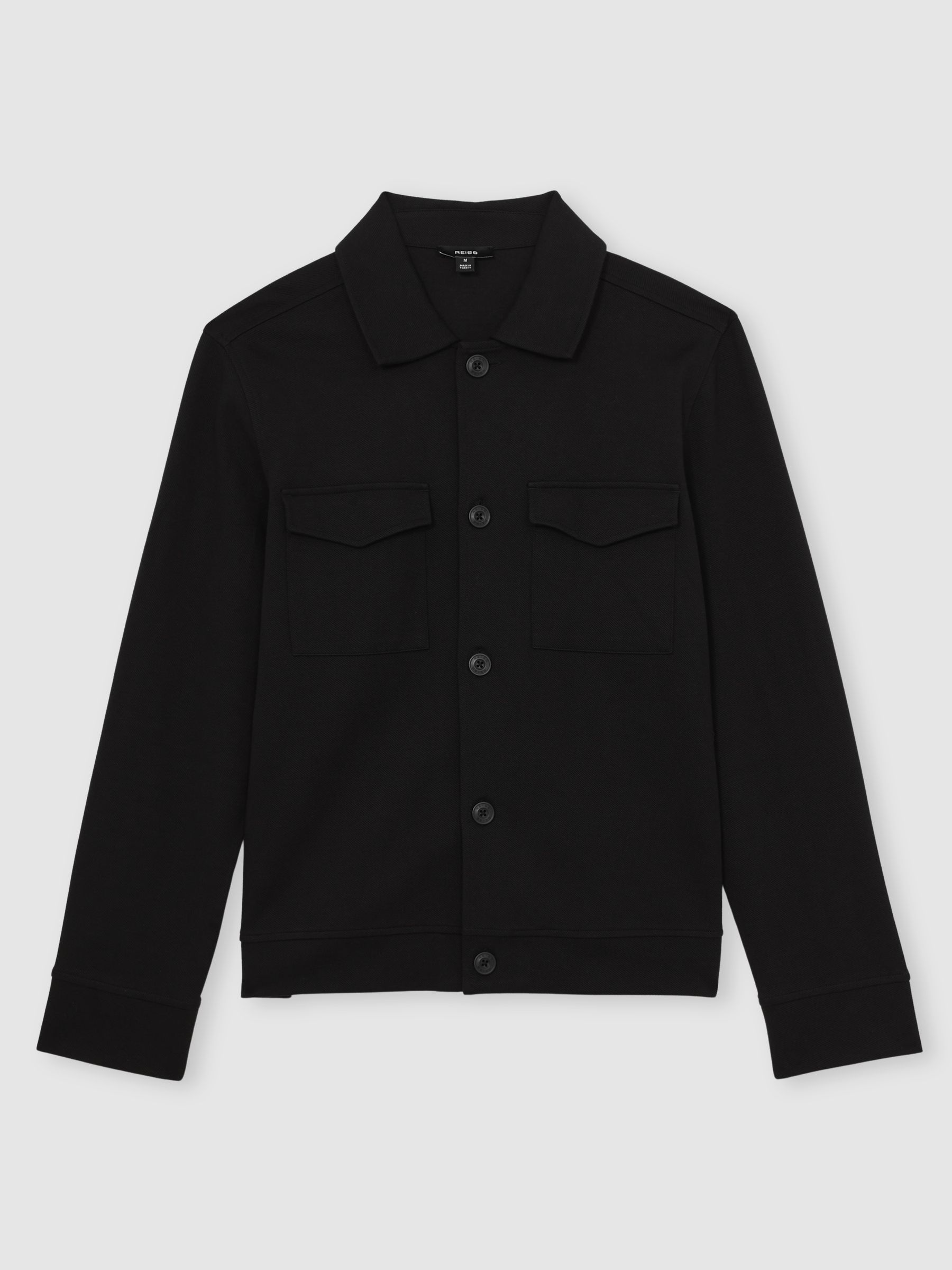 Twill Twin-Pocket Overshirt in Black - Image 2 of 6