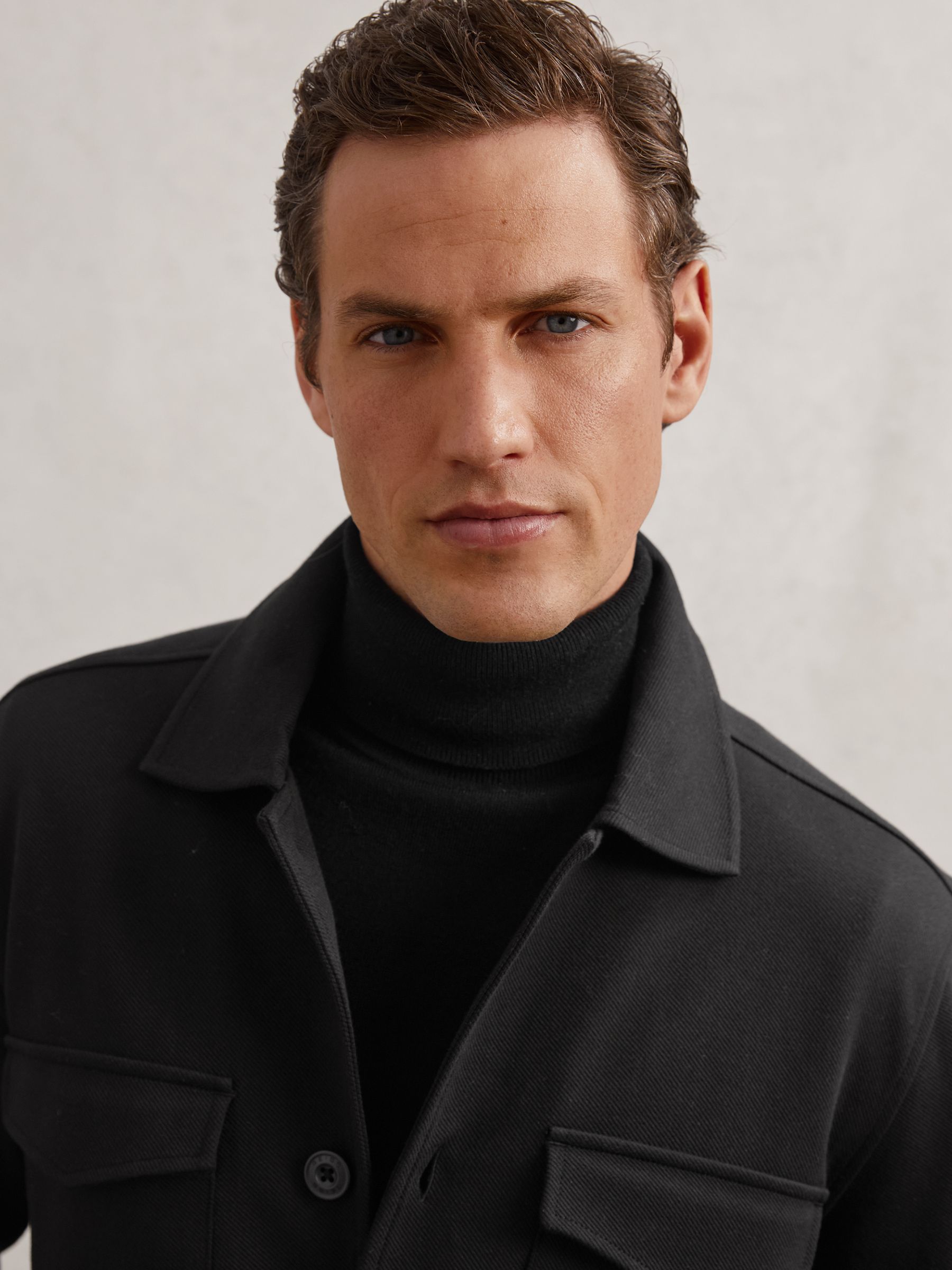 Twill Twin-Pocket Overshirt in Black - image 5