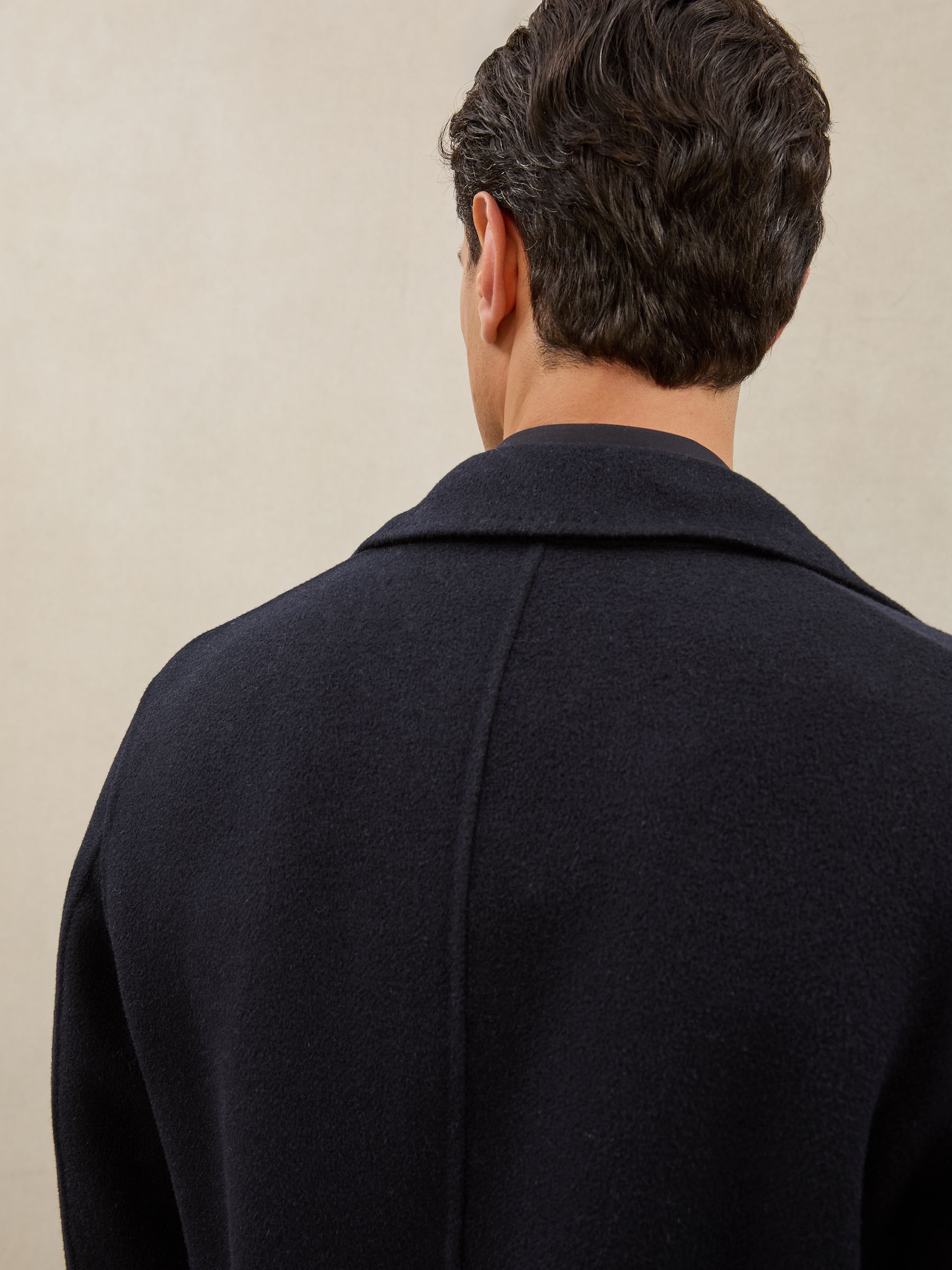 Atelier Double-Breasted Tie-Waist Overcoat in Navy - Image 6 of 8