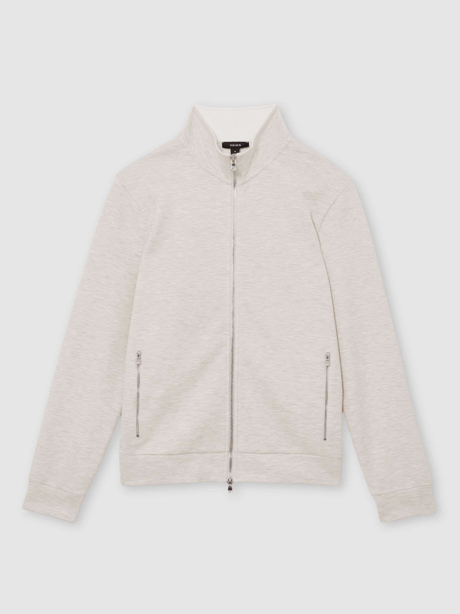 Double-Faced Jersey Zip Sweatshirt in Oatmeal - Image 2 of 8