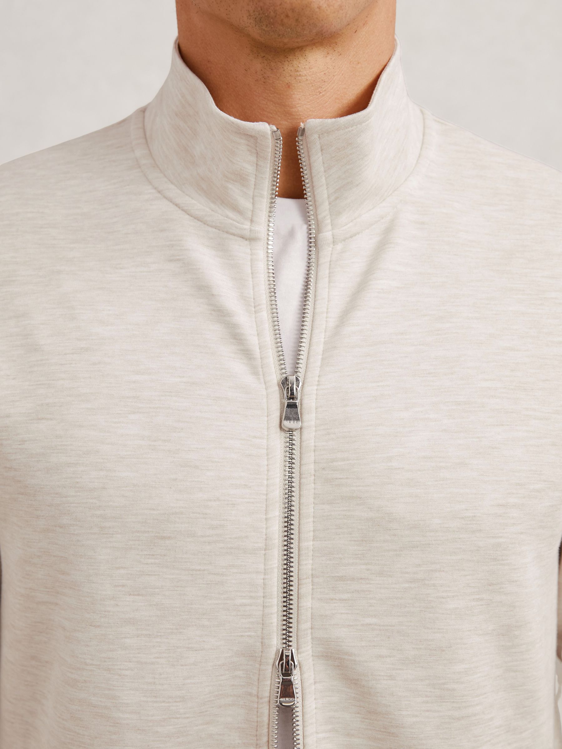 Double-Faced Jersey Zip Sweatshirt in Oatmeal - image 5