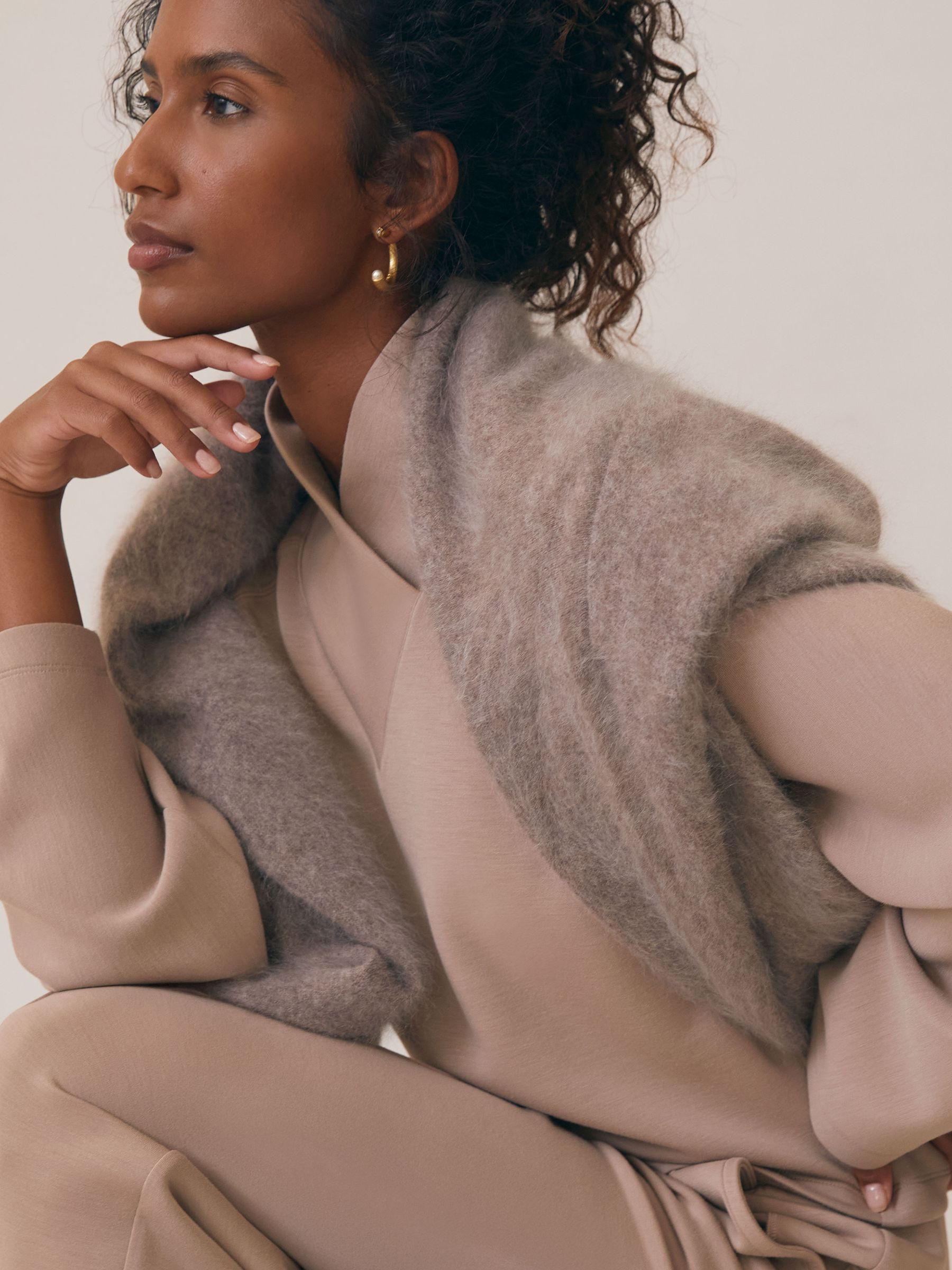 Premium Interlock Shawl-Neck Sweatshirt in Taupe Neutral - image 5