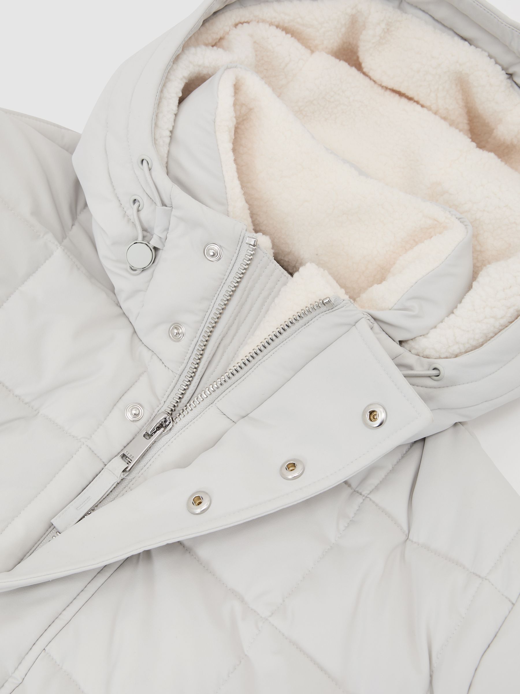 Fleece-Lined Hooded Puffer Jacket in Stone - image 3