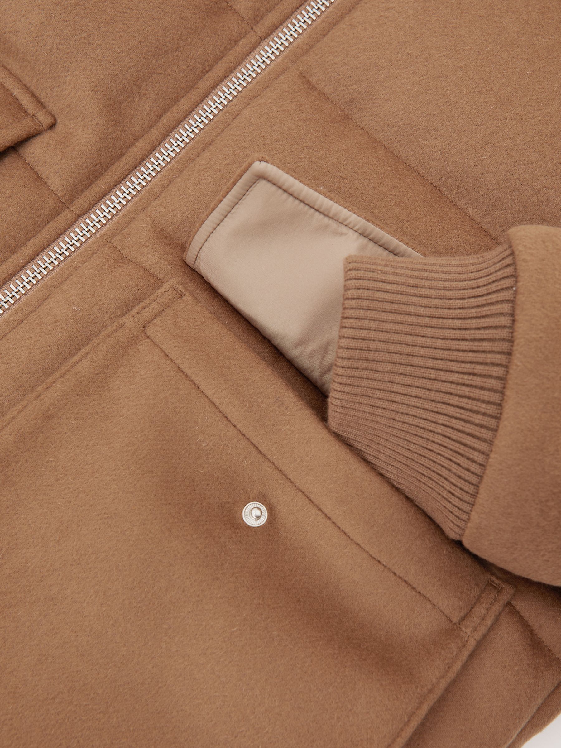 Faux-Fur Collar Quilted Puffer Jacket in Light Brown - Image 7 of 7