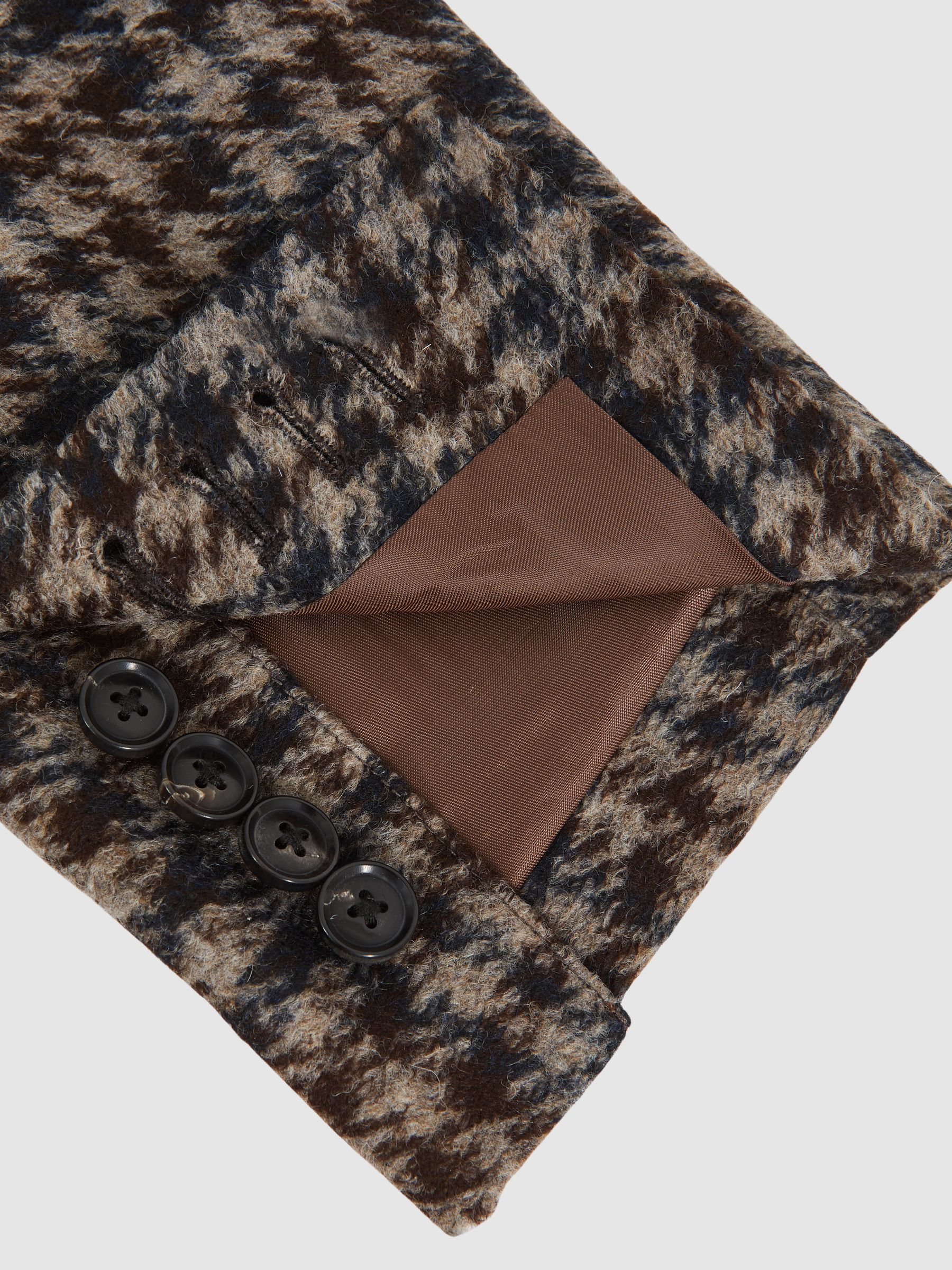 Wool-Blend Dogtooth Check Blazer in Brown - Image 6 of 7
