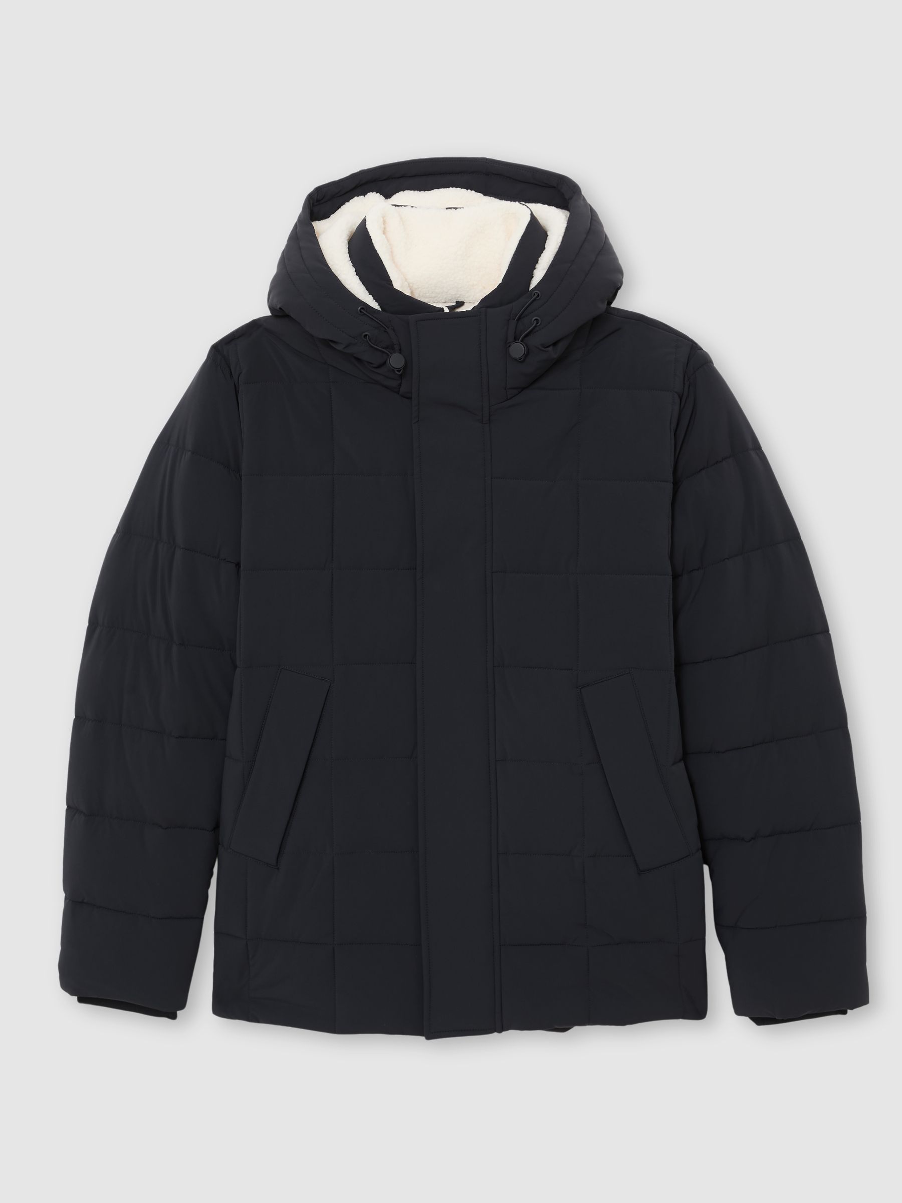 Fleece-Lined Hooded Puffer Jacket in Navy - image 1