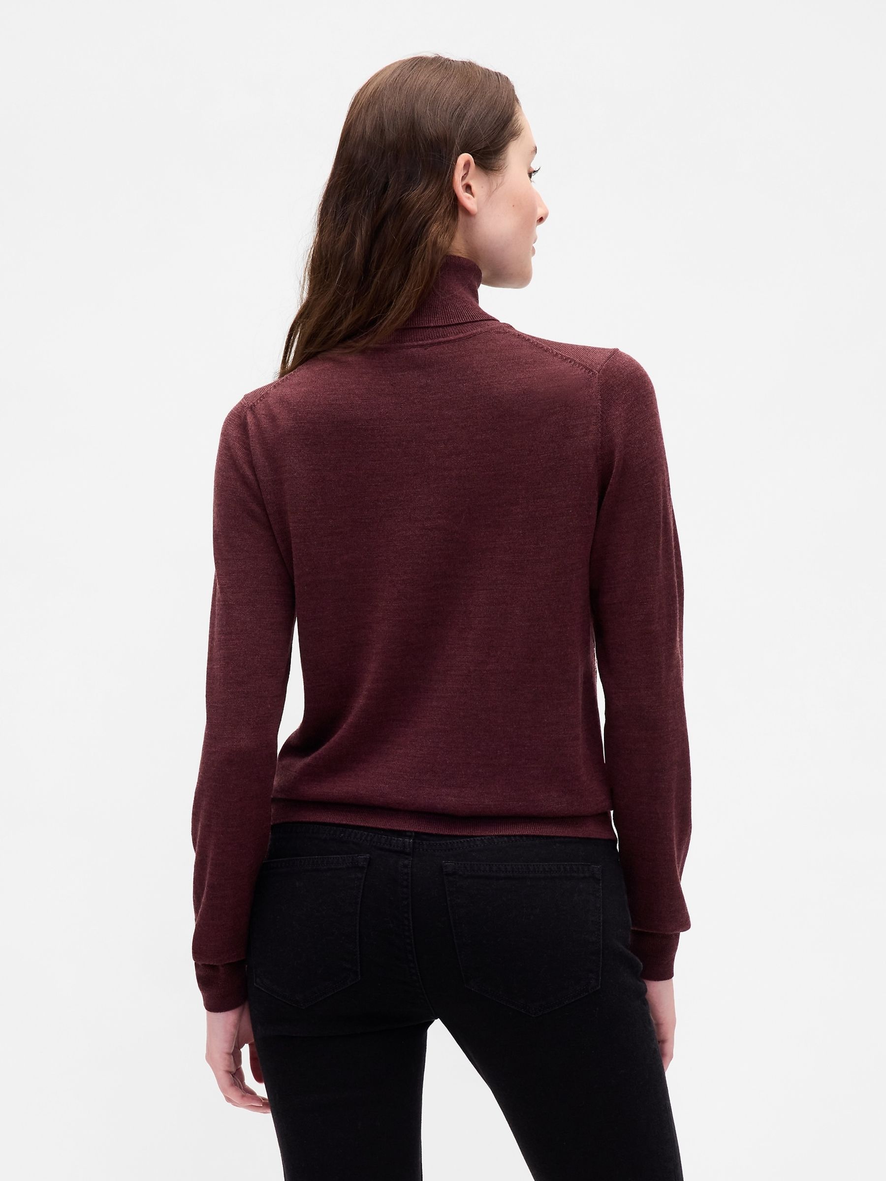 Burgundy Red Merino Wool Turtle Neck Jumper - Image 2 of 4