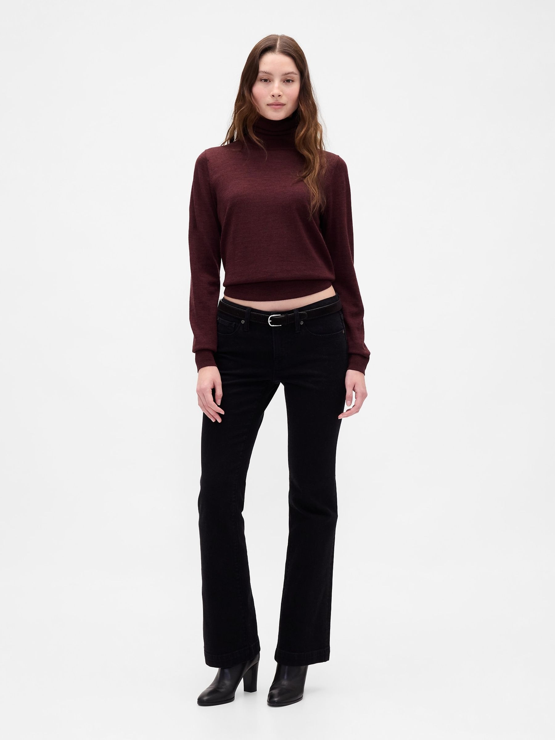 Burgundy Red Merino Wool Turtle Neck Jumper - Image 3 of 4