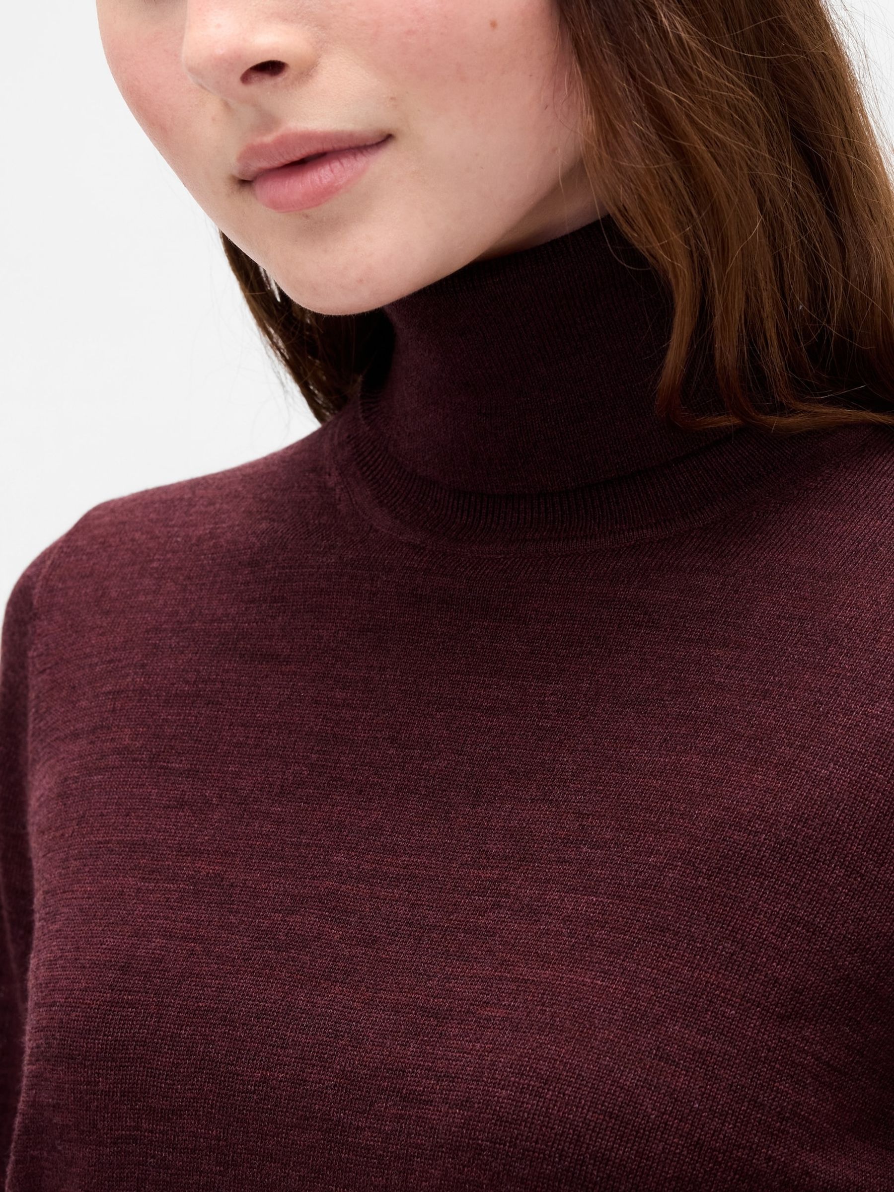 Burgundy Red Merino Wool Turtle Neck Jumper - Image 4 of 4