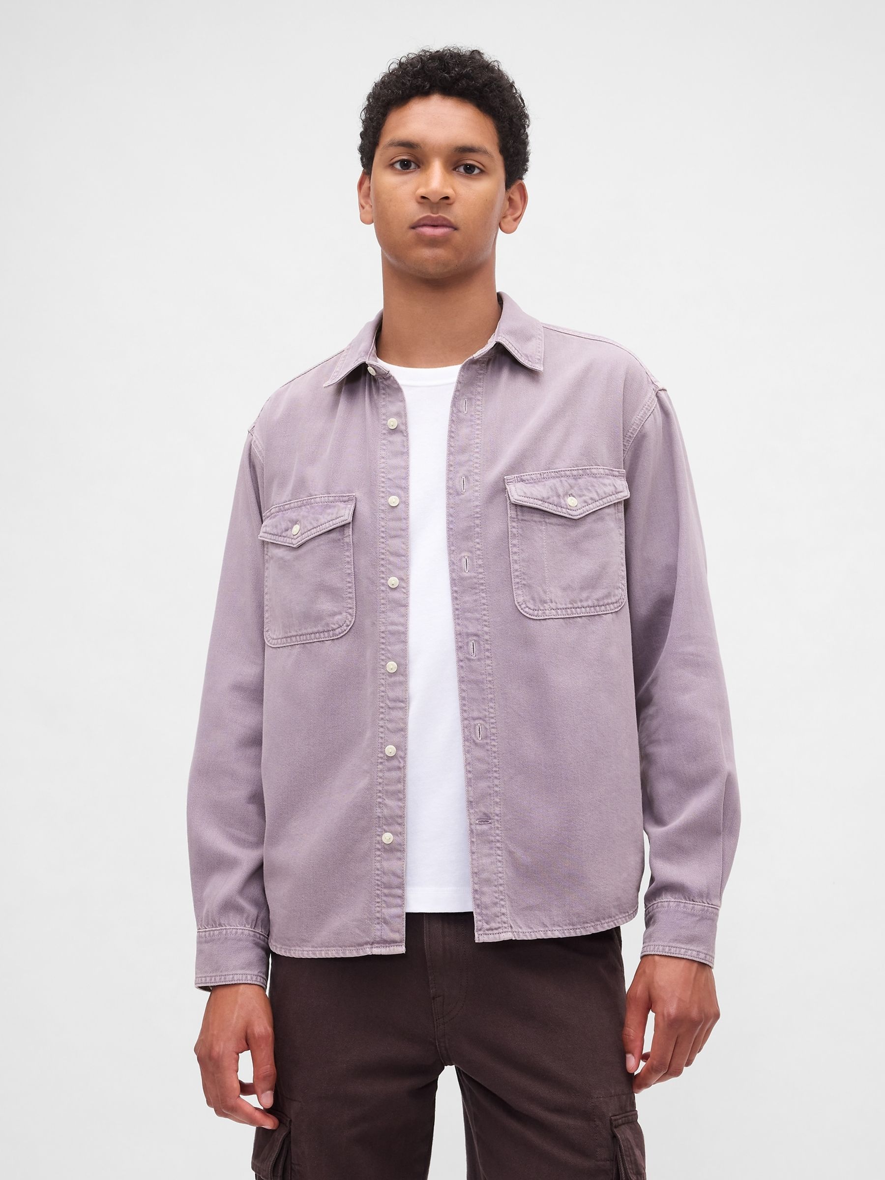 Lilac Purple UltraSoft Denim Relaxed Shirt - Image 1 of 4