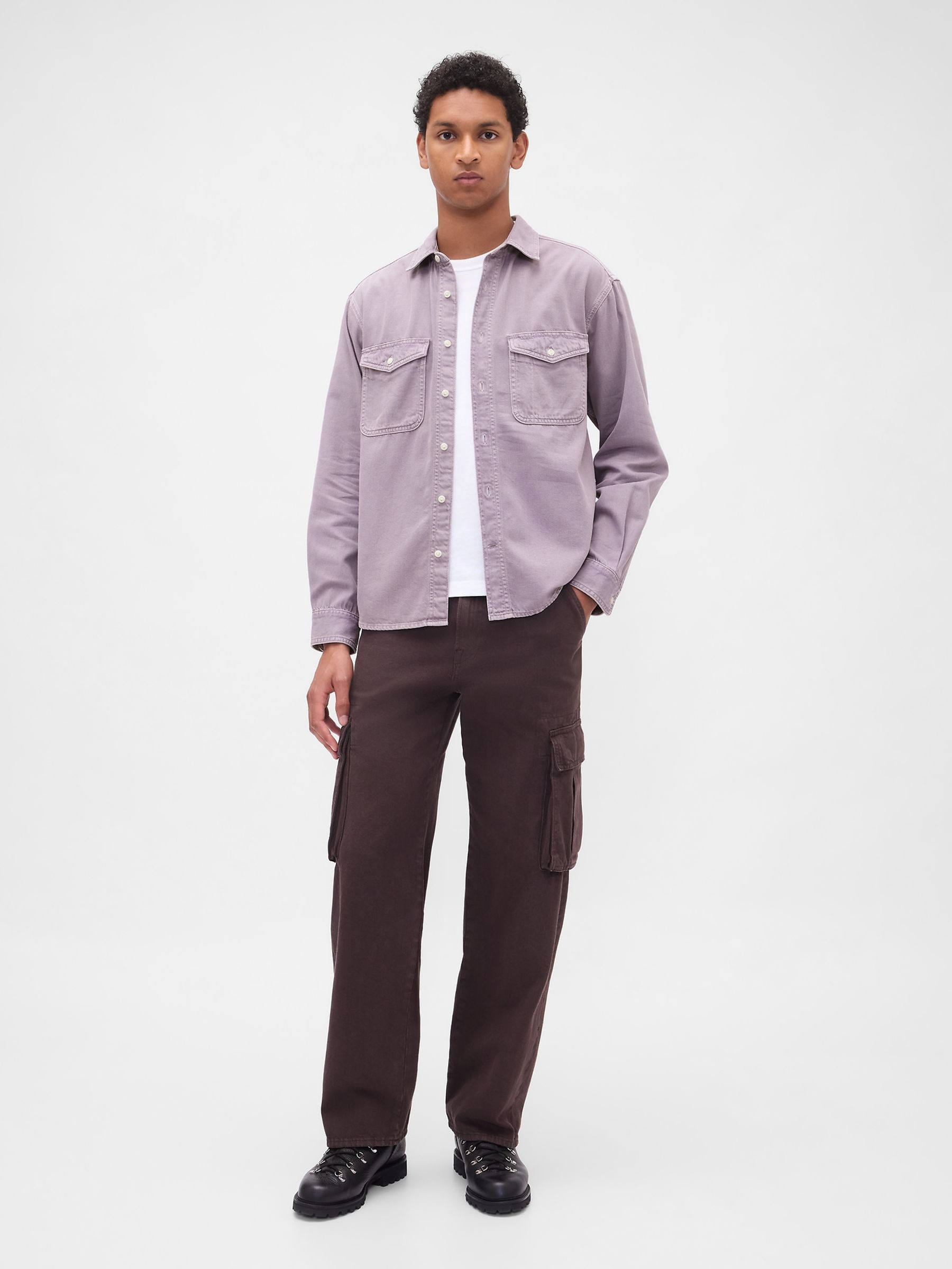 Lilac Purple UltraSoft Denim Relaxed Shirt - Image 3 of 4