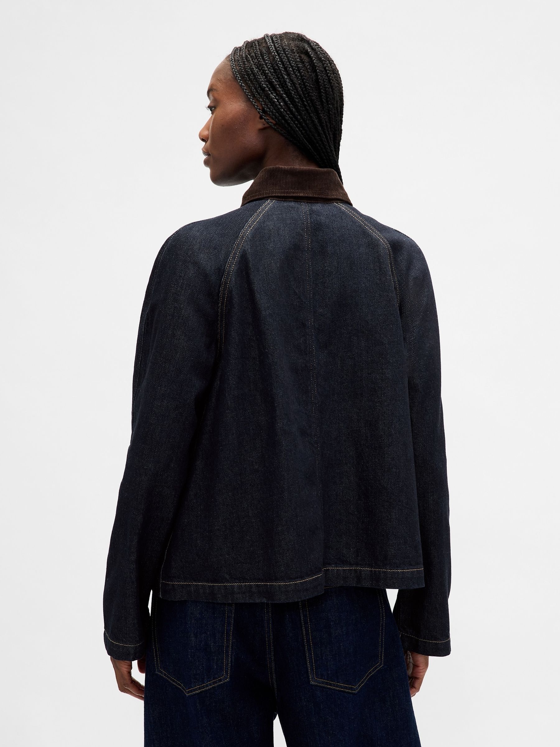 Dark Indigo Blue UltraSoft Denim Swing Chore Jacket - Image 2 of 4