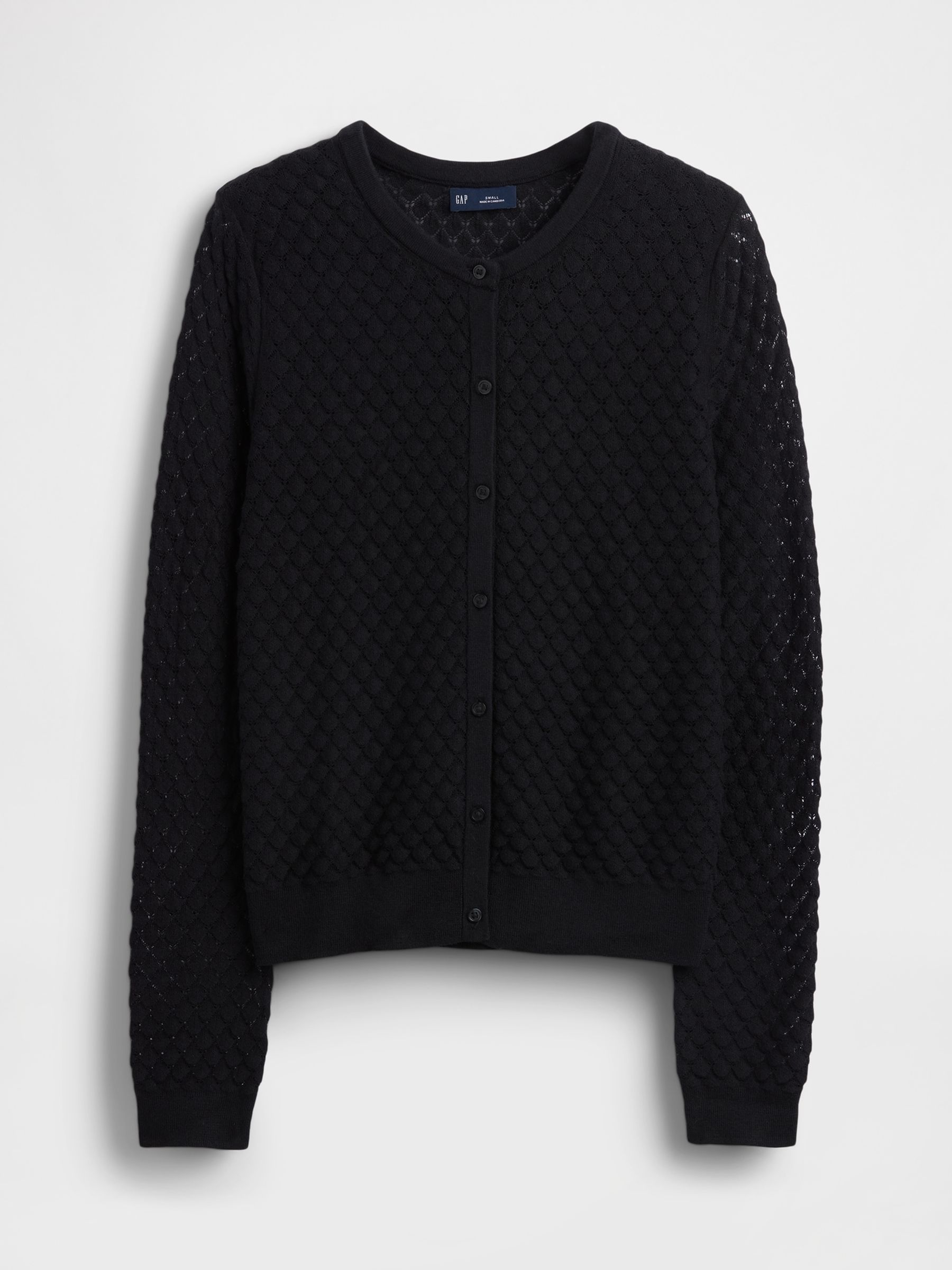 Black Soft Touch Stretch Pointelle Cardigan - Image 1 of 2