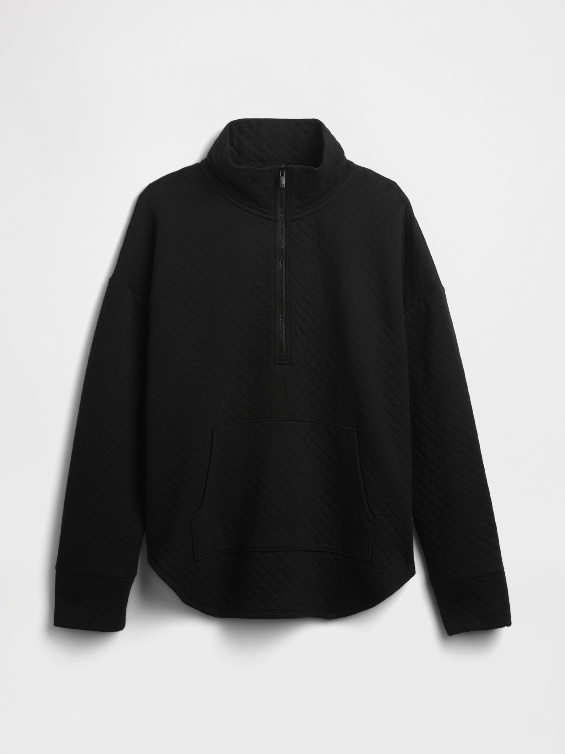 Black Oversized Quilted Quarter-Zip Jacket - Image 4 of 4