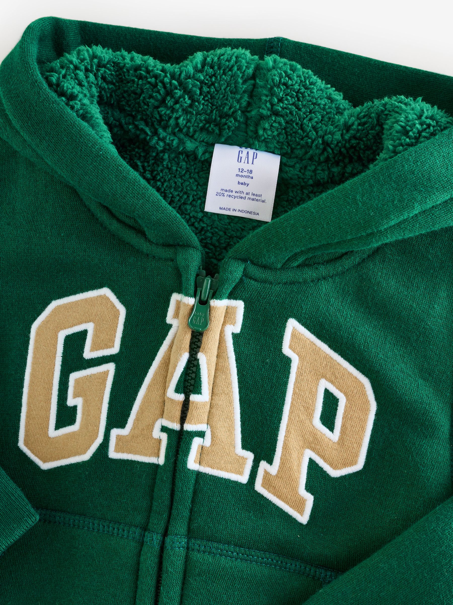 Green Logo Sherpa Zip Hoodie (6mths-5yrs) - Image 3 of 6