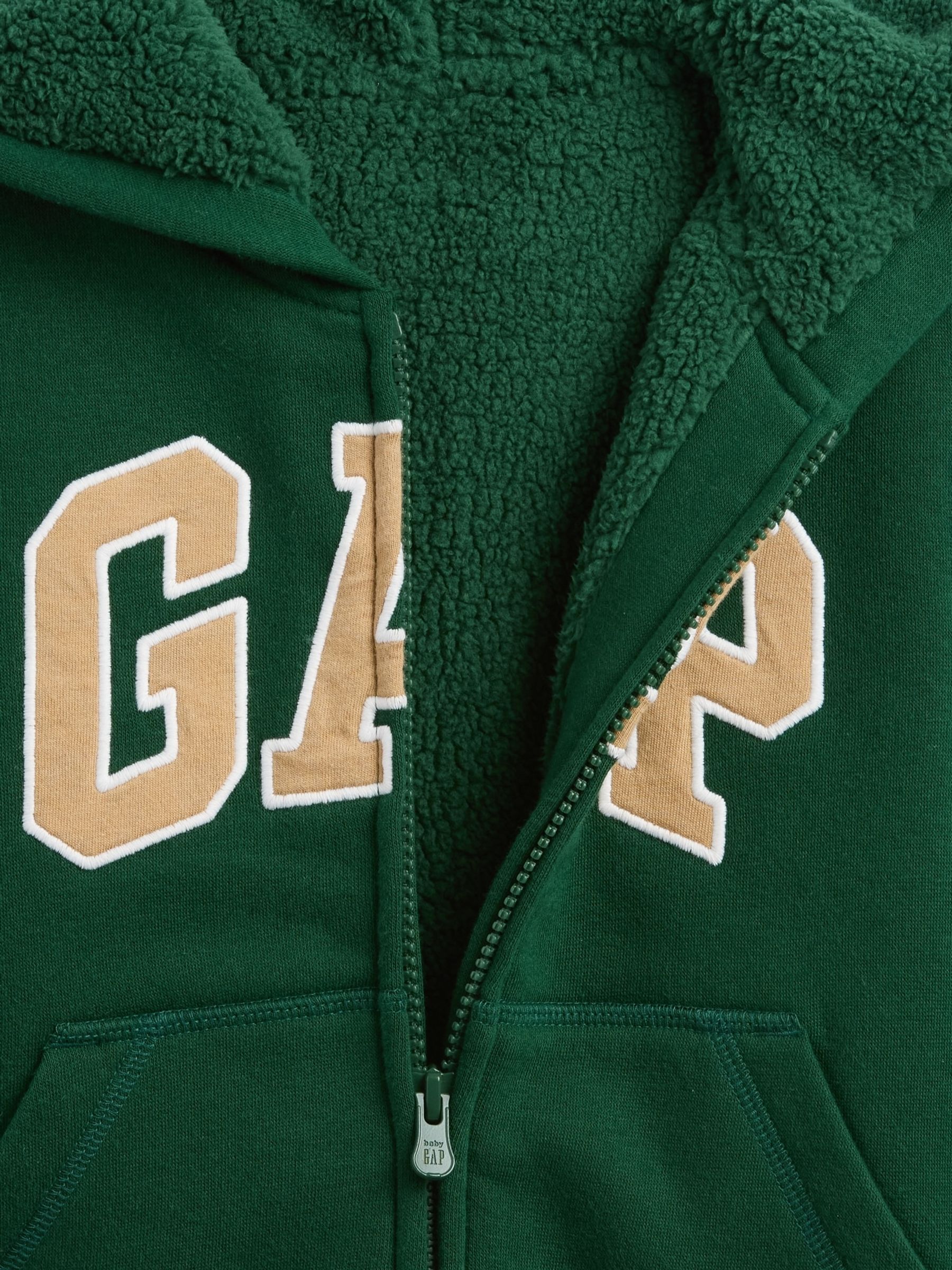 Green Logo Sherpa Zip Hoodie (6mths-5yrs) - Image 4 of 6
