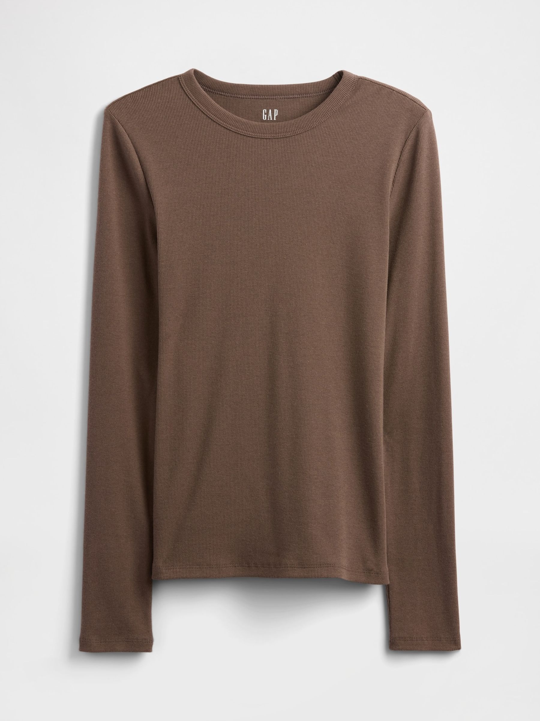 Brown Long Sleeve Rib T-Shirt - Image 5 of 5 Brown Long Sleeve Rib T-Shirt - Image 5 of 5
