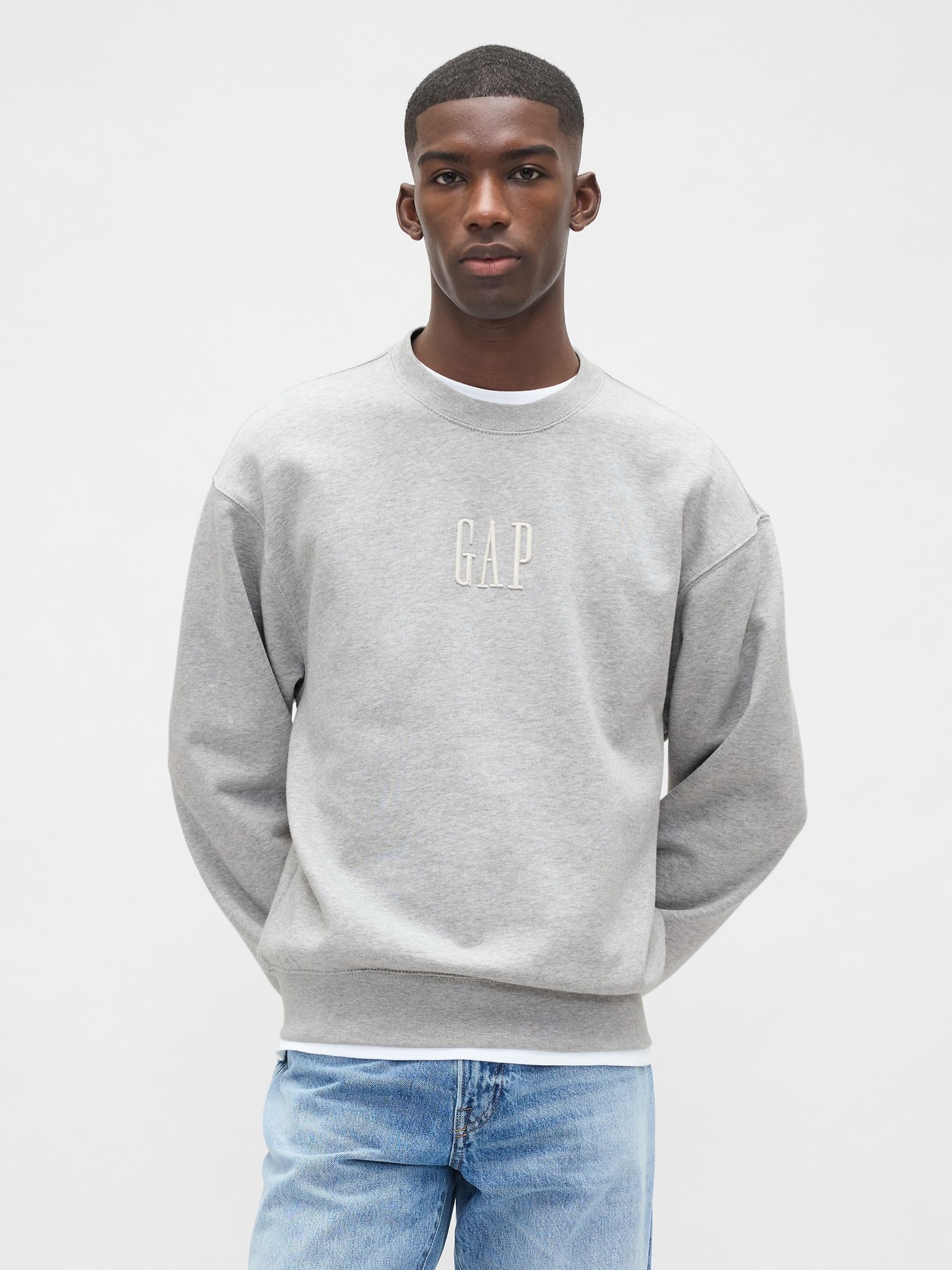 Light Grey Oversized Heavyweight Logo Sweatshirt - Image 1 of 4