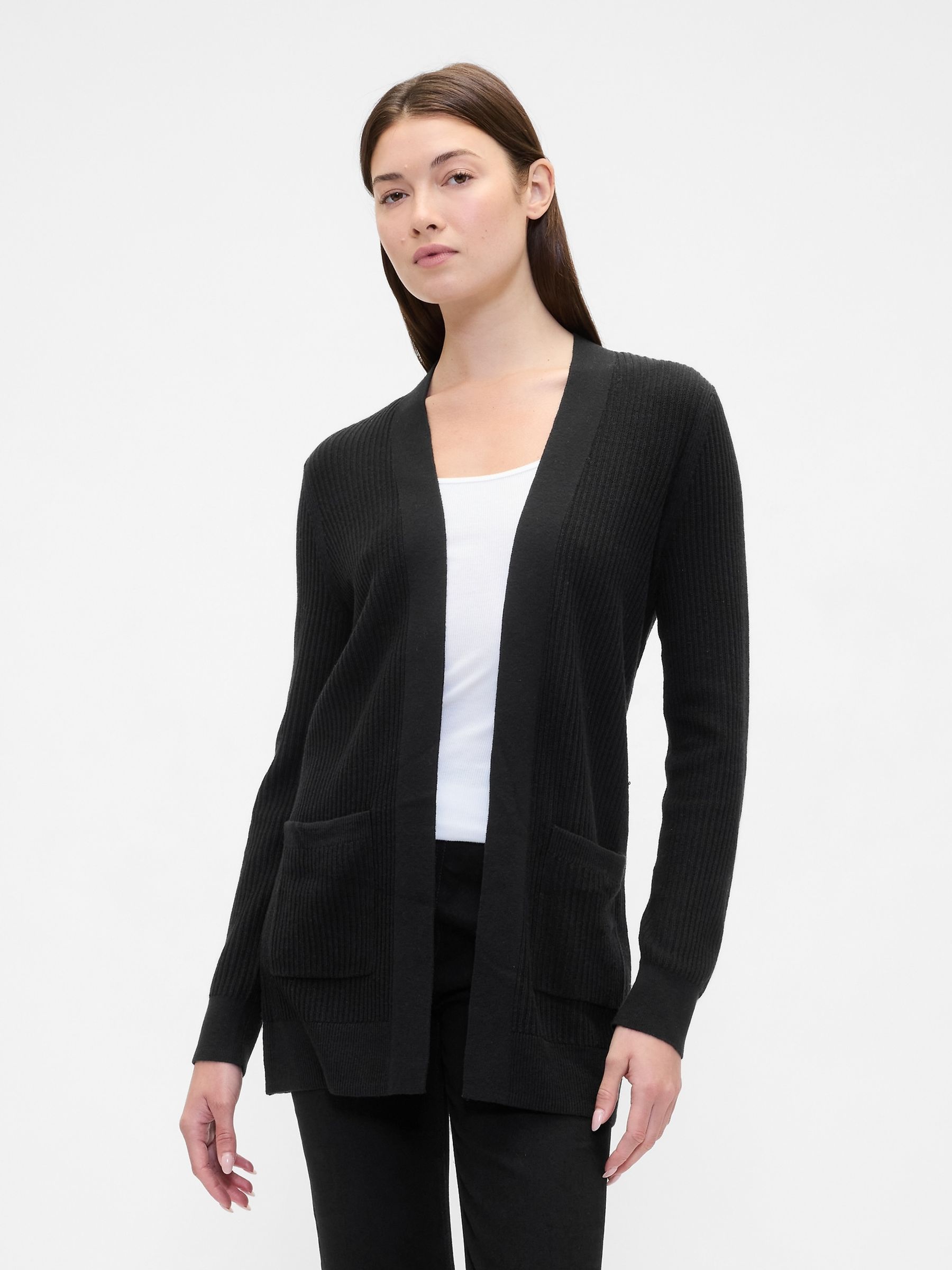 Black Long Open Cardigan - Image 1 of 5