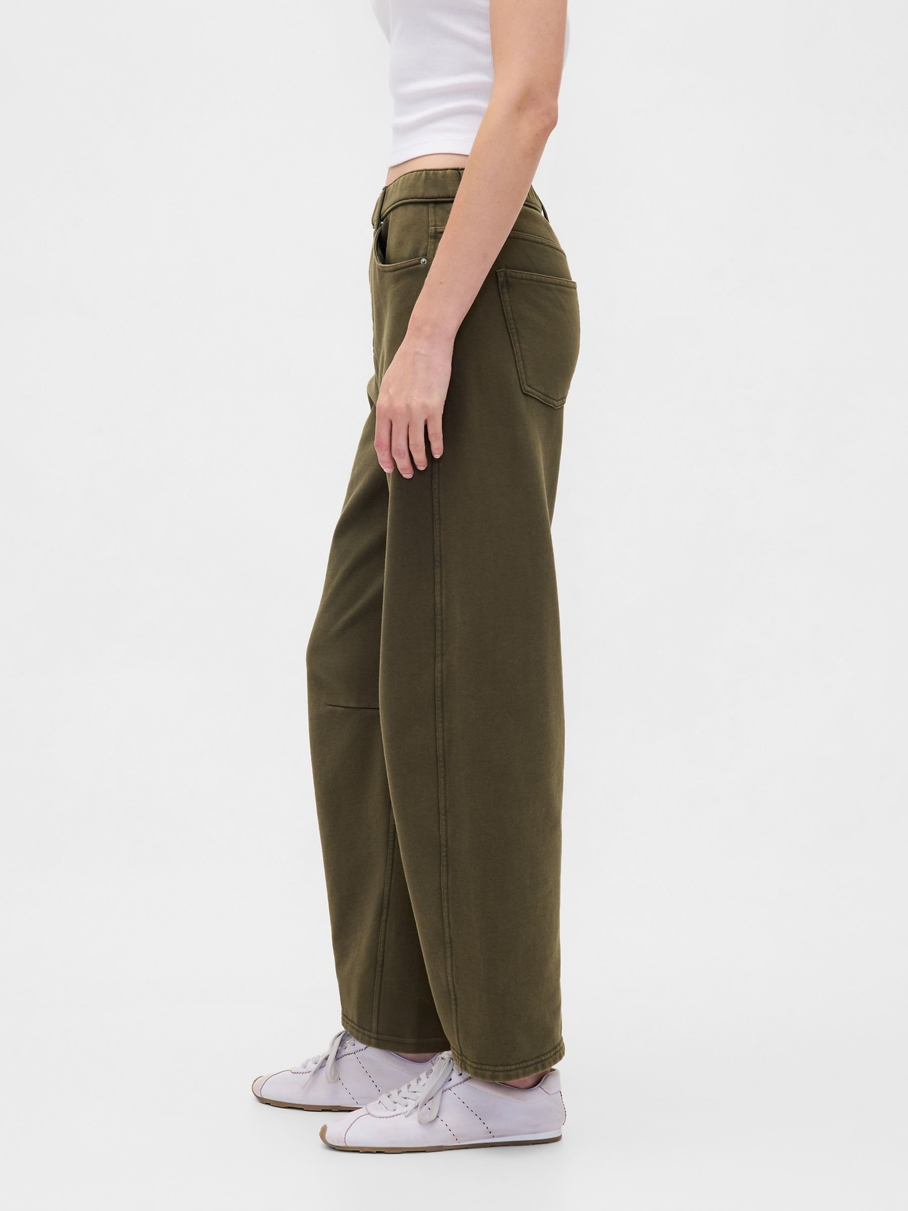 Green Heavyweight French Terry Barrel Joggers - Image 3 of 5