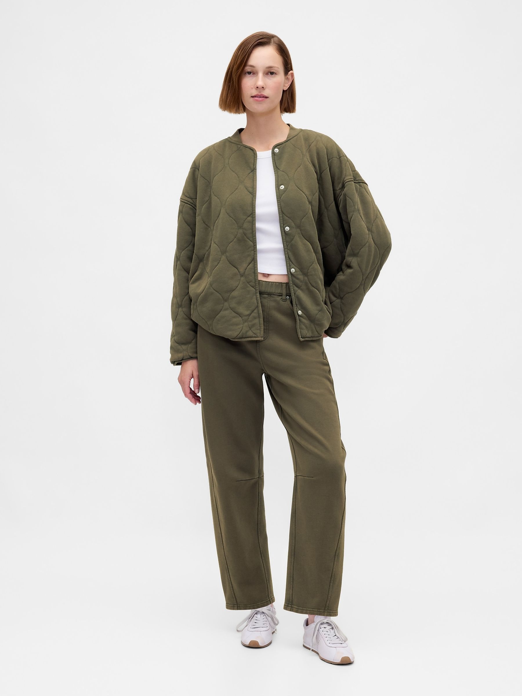 Green Heavyweight French Terry Barrel Joggers - Image 4 of 5
