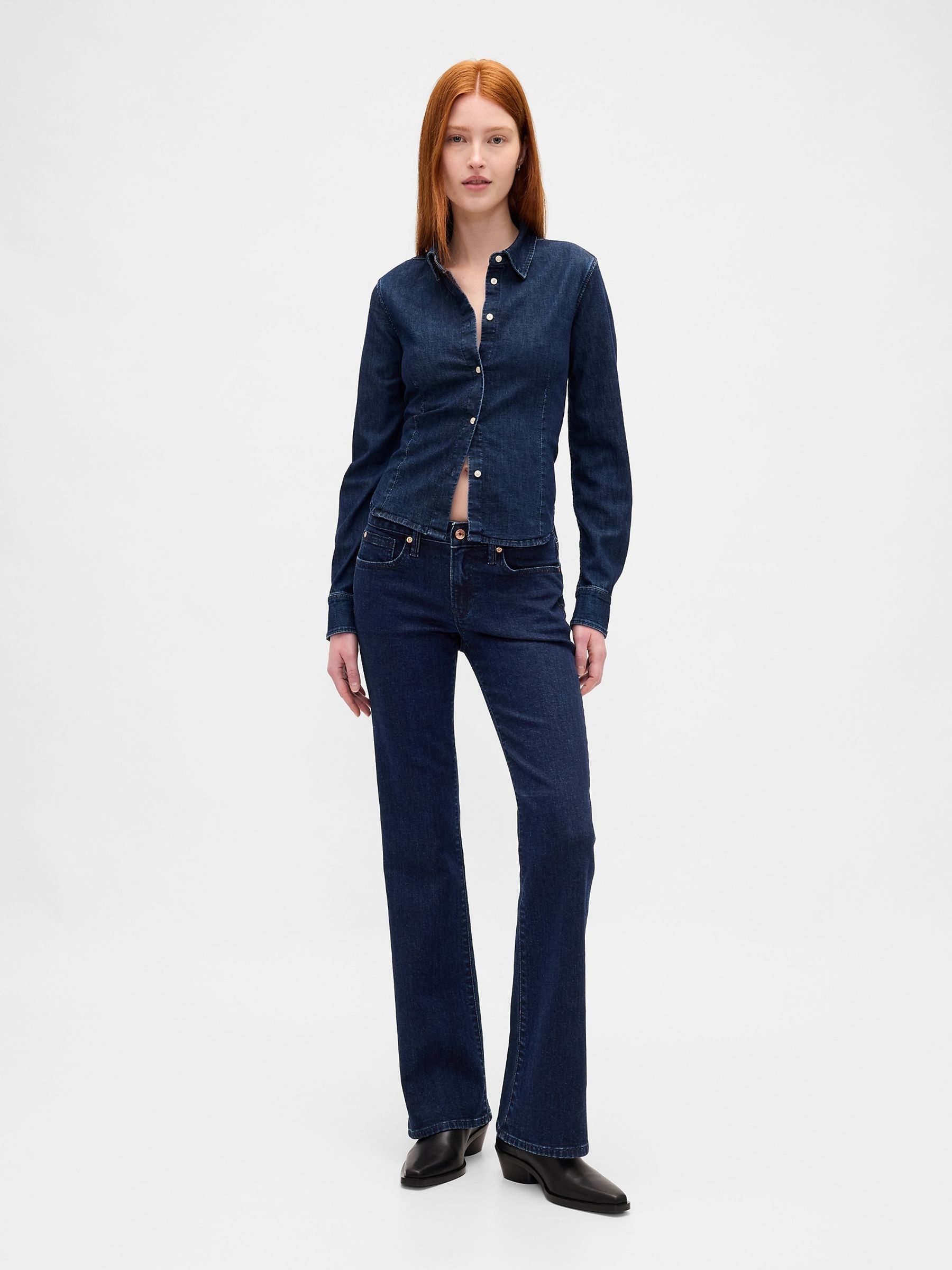 Blue Low Rise Long and Lean Bootcut Jeans | Gap