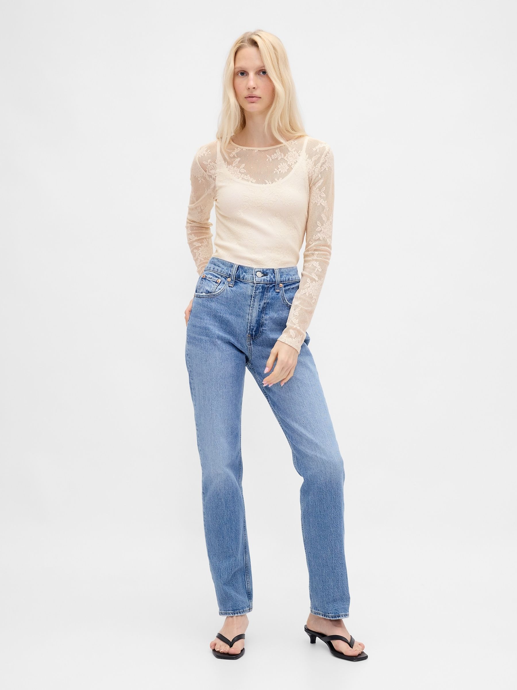 Cream Sheer Lace Top - Image 3 of 4