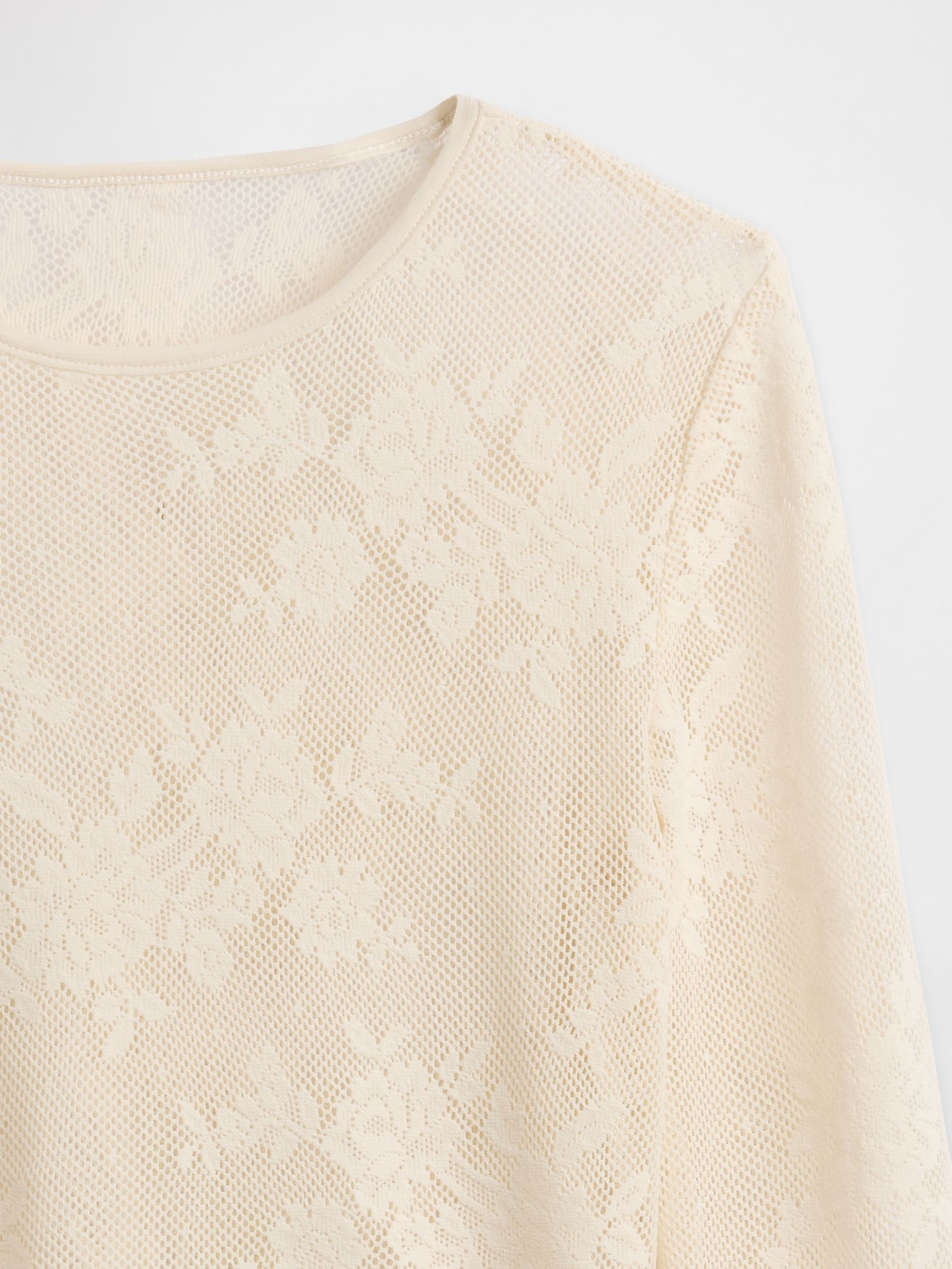 Cream Sheer Lace Top - Image 4 of 4