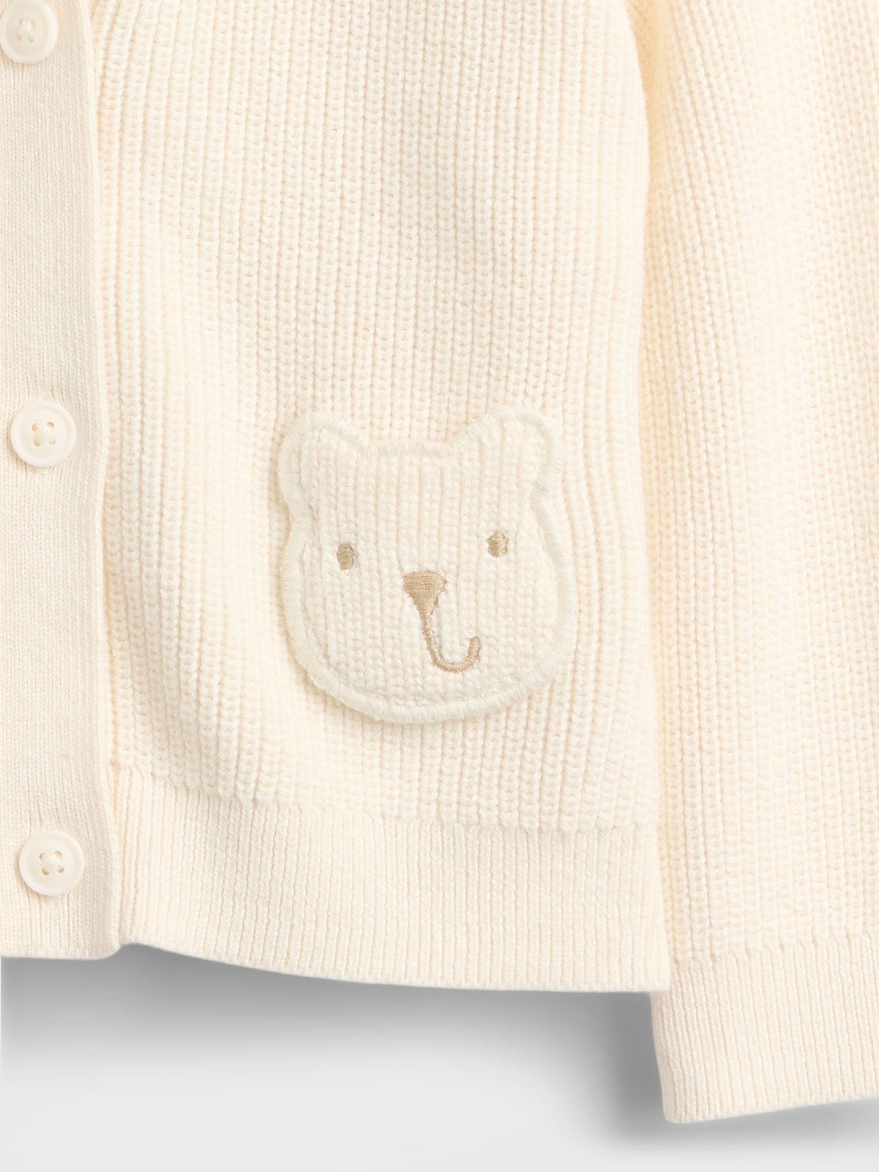 Cream Bear-Pocket Cardigan Jumper (Newborn-24mths) - Image 3 of 3