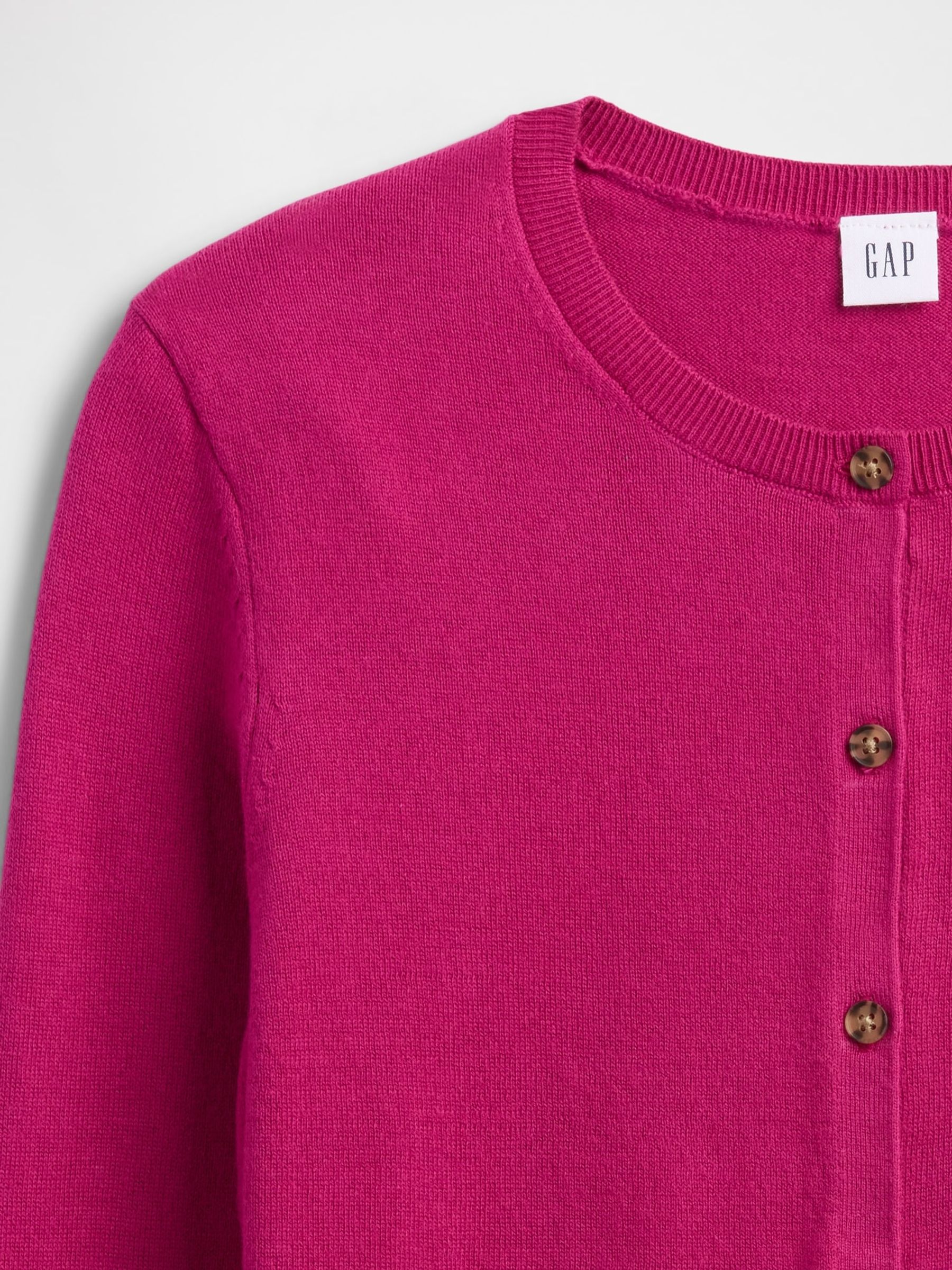 Berry Pink Crew Neck Cardigan - Image 5 of 5 Berry Pink Crew Neck Cardigan - Image 5 of 5