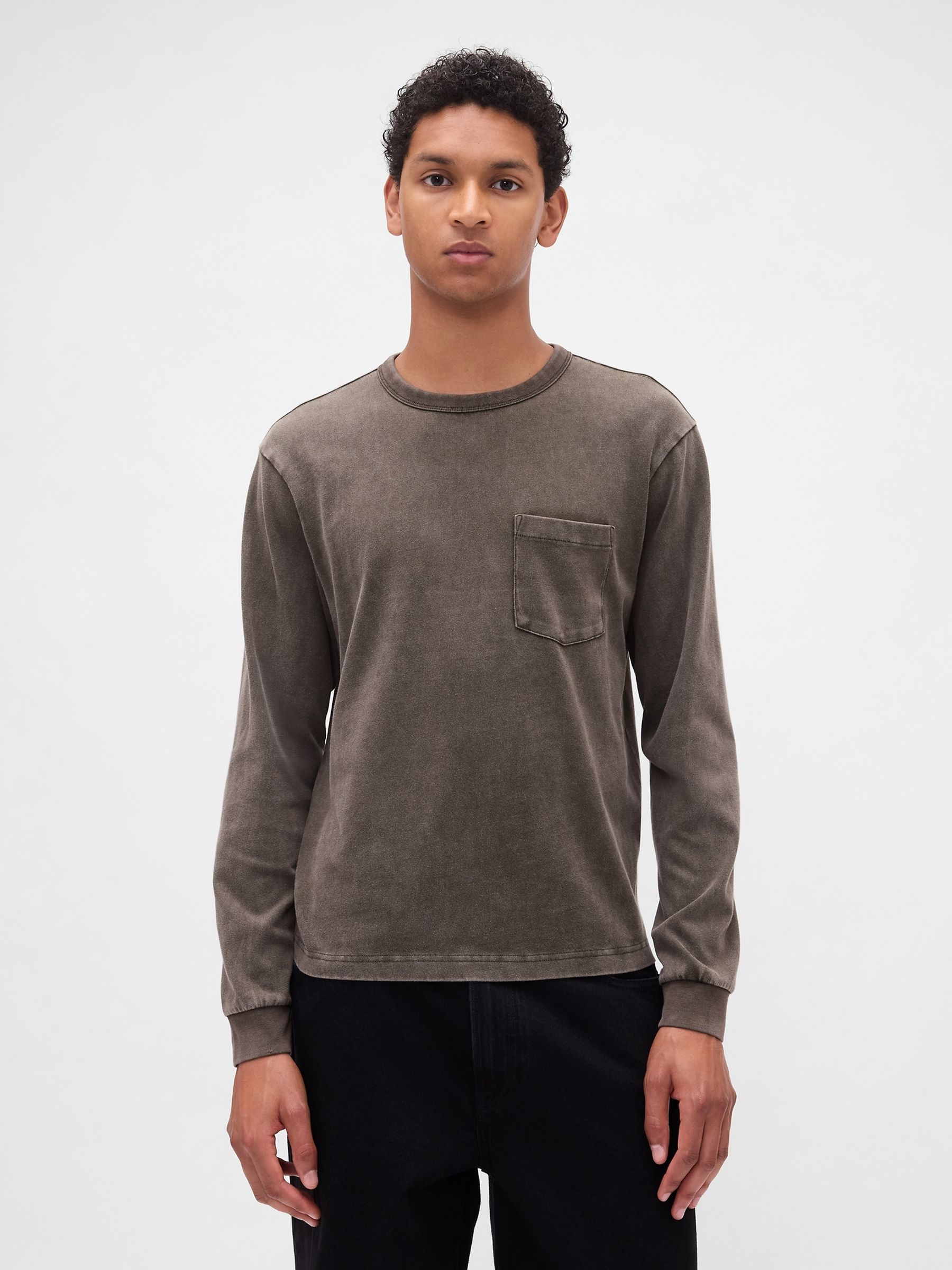 Washed Brown Heavyweight Relaxed T-Shirt - Image 1 of 4
