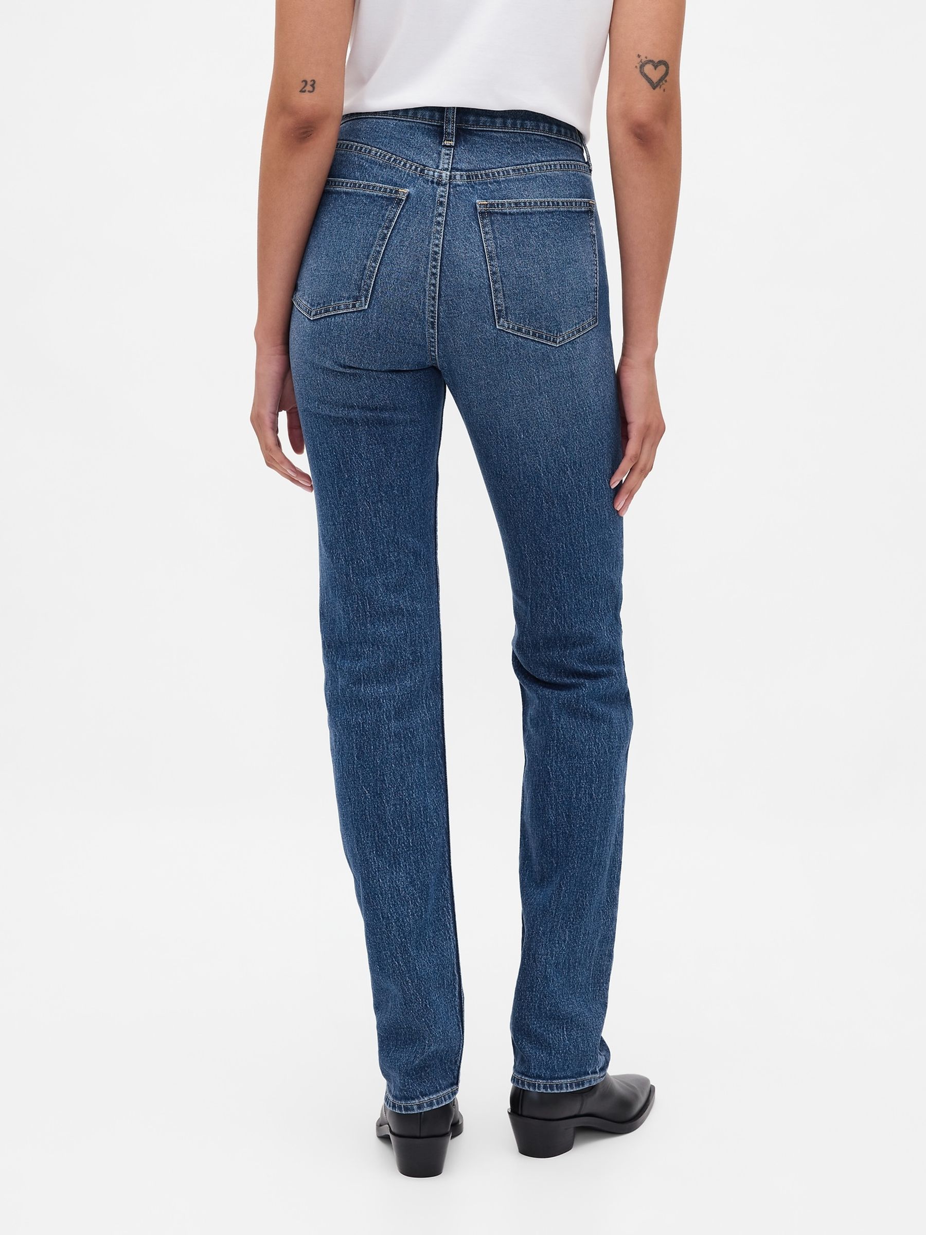 Blue High Rise '90s Straight Jeans - Image 4 of 6