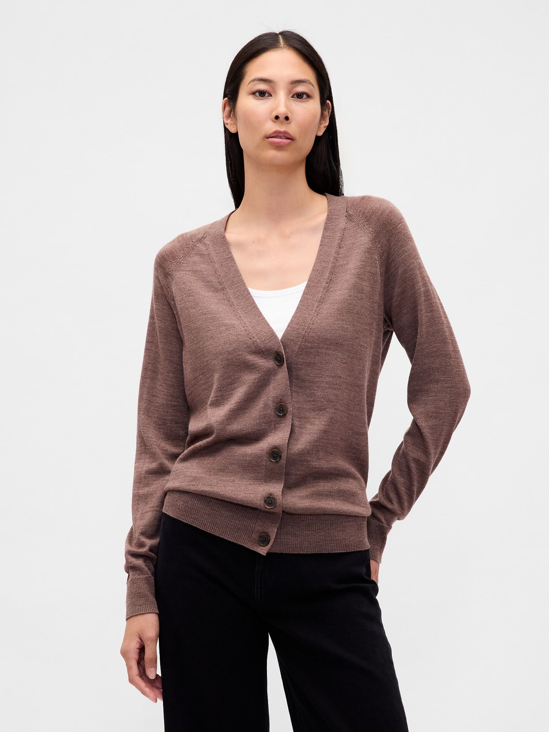 Pink Boyfriend Merino Cardigan - Image 1 of 4 Pink Boyfriend Merino Cardigan - Image 1 of 4