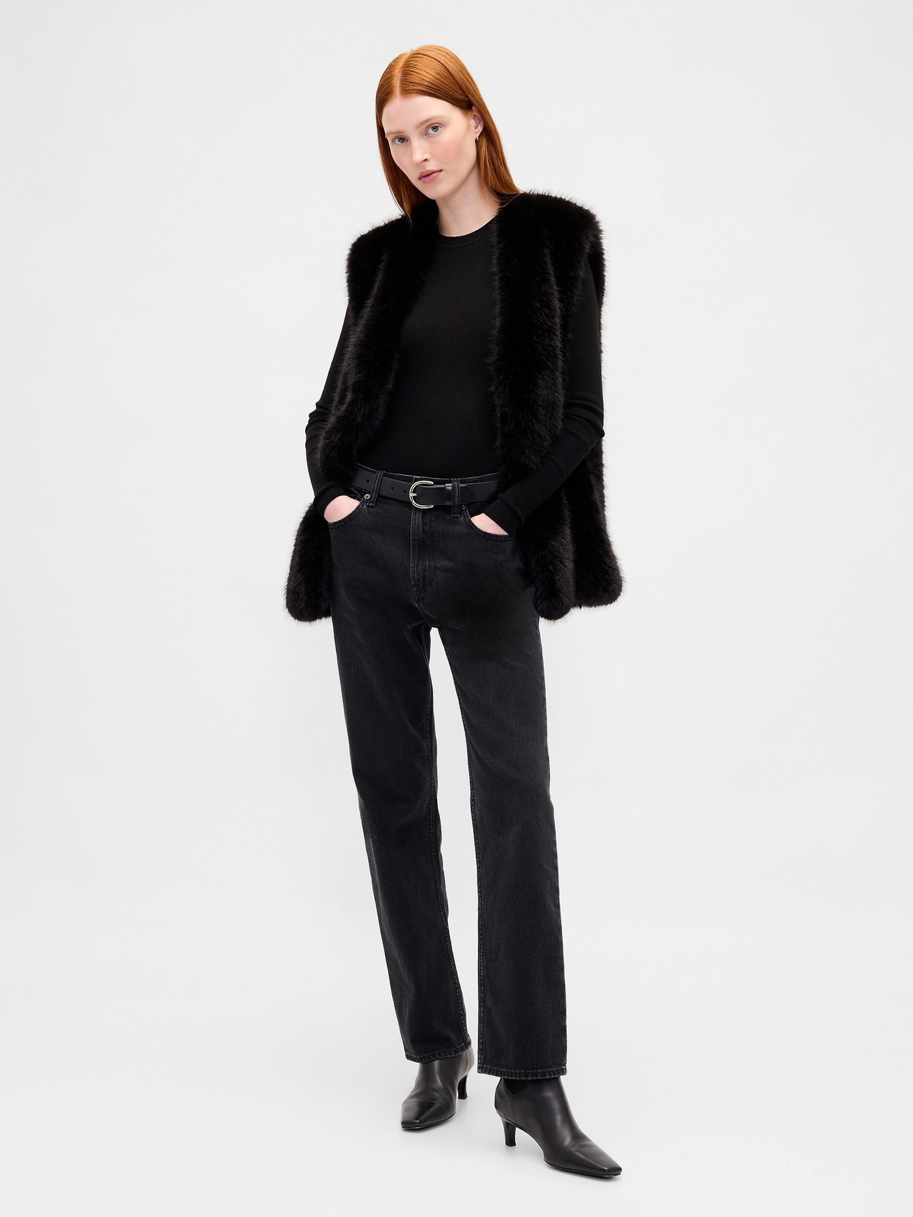 Black Faux Fur Vest - Image 3 of 4