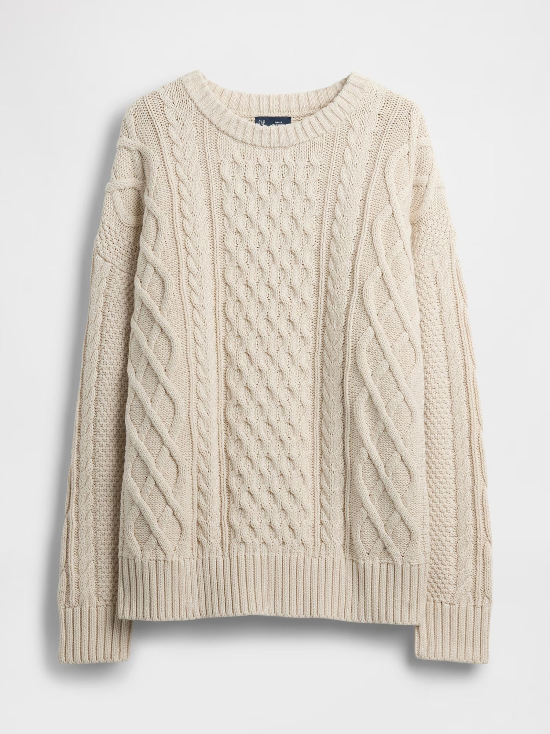 Cream Blue Cotton Os Cabl Jumper - Image 1 of 2