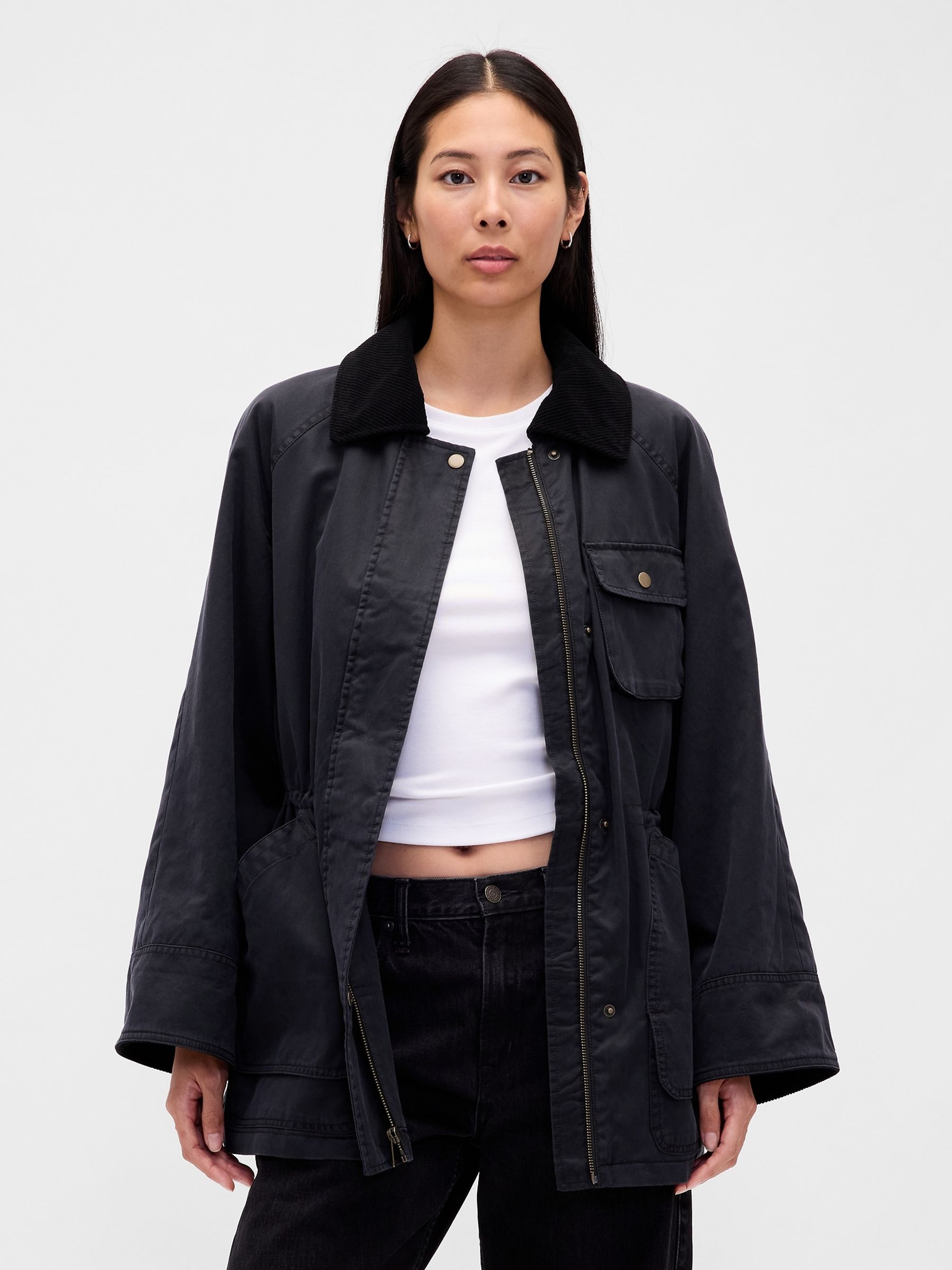 Black Waxed Barn Jacket - Image 1 of 5 Black Waxed Barn Jacket - Image 1 of 5