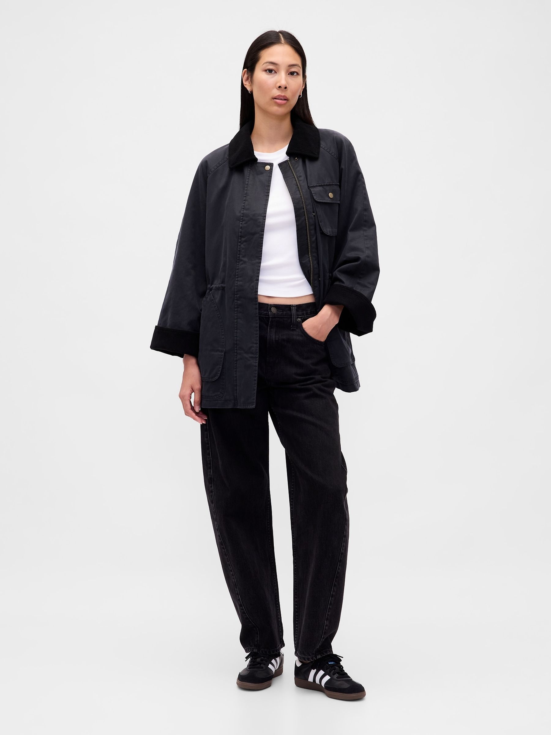 Black Waxed Barn Jacket - Image 3 of 5